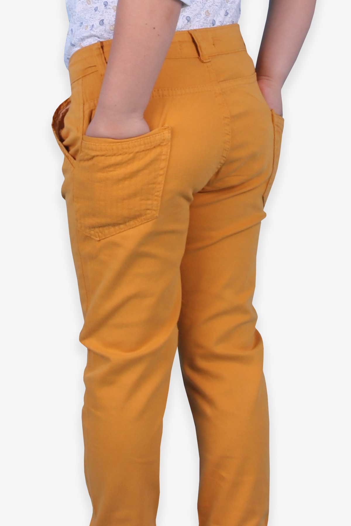 Erkek Çocuk Gabardin Pantolon Basic Hardal Sarı 5-16 Yaş - Breeze
