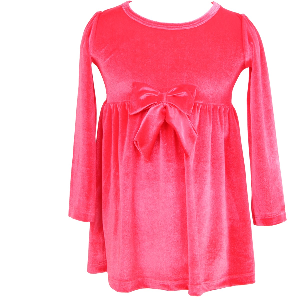 Kız Çocuk Kadife Elbise Fiyonklu Narçiçeği (3-4 Yaş)