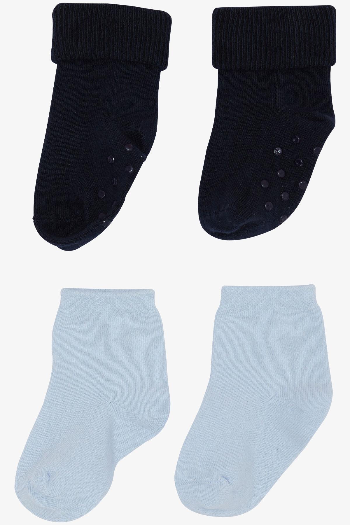 Katamino Erkek Bebek Soket Çorap 2 li Abs li Basic Karışık Renk (0-24 Ay)