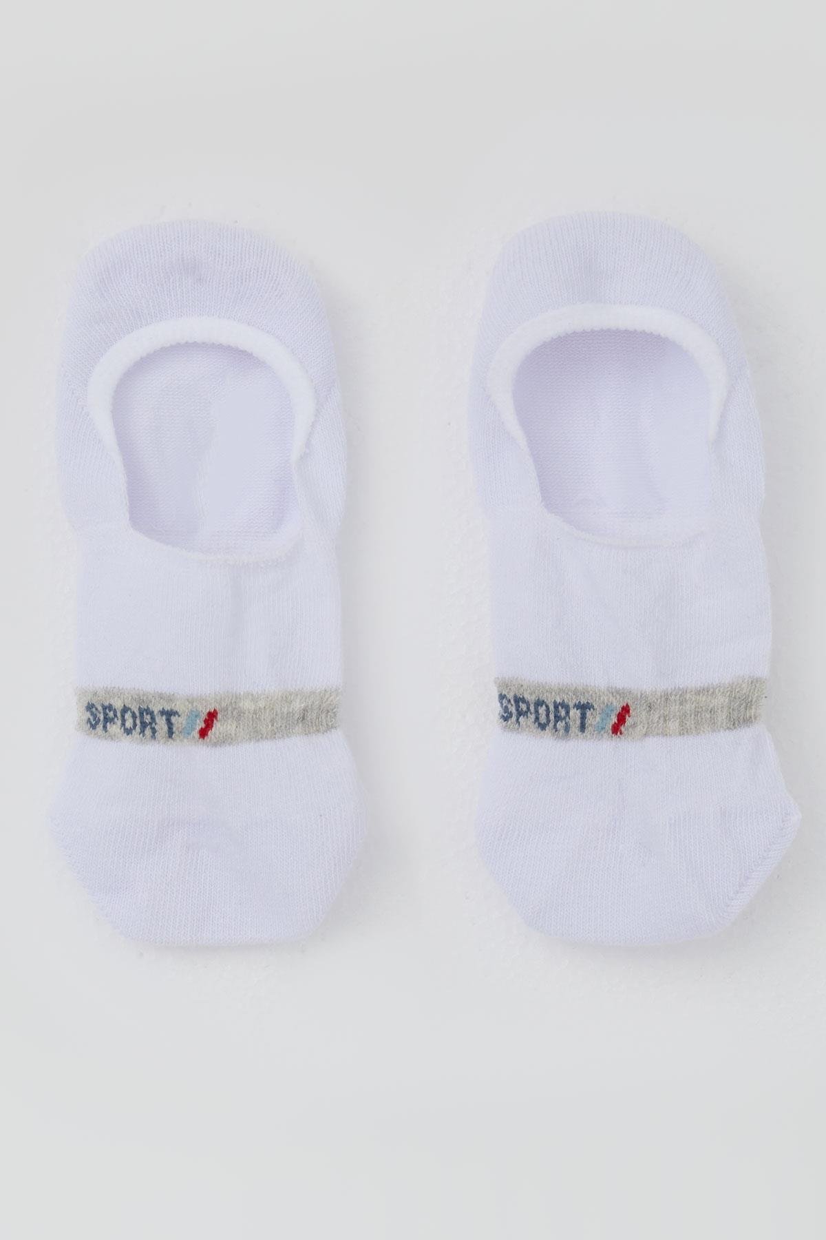 Katamino Erkek Çocuk Babet Çorap Sport Yazı Baskılı Beyaz (7-14 Yaş)