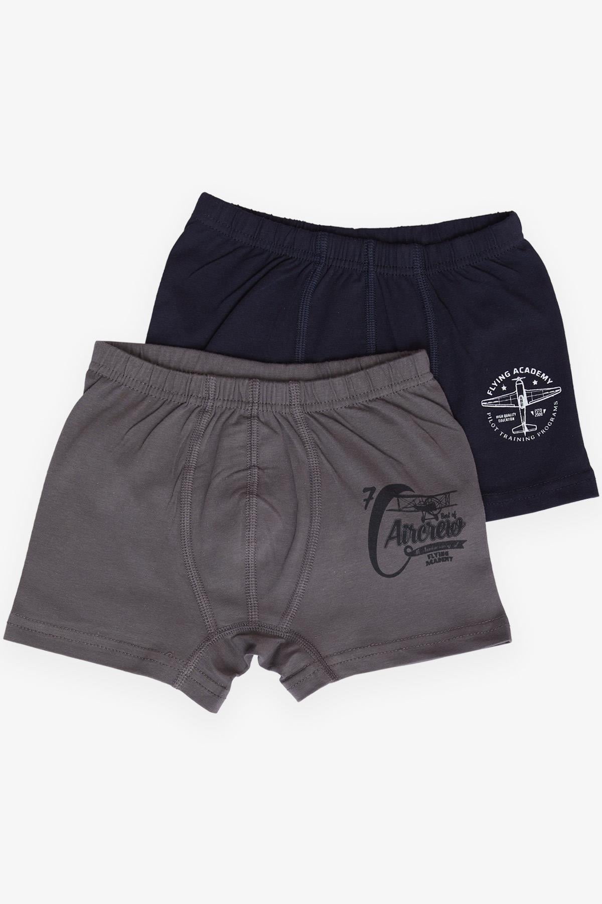 KATAMİNO Erkek Çocuk Boxer 2 li Eğitim Temalı Uçak  Baskılı Karışık Renk (1-10 Yaş)