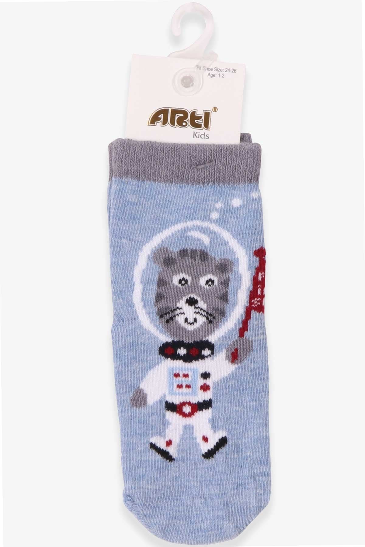 Katamino Erkek Çocuk Soket Çorap Astronot Köpek Açık Mavi (1-2-7-8 Yaş)