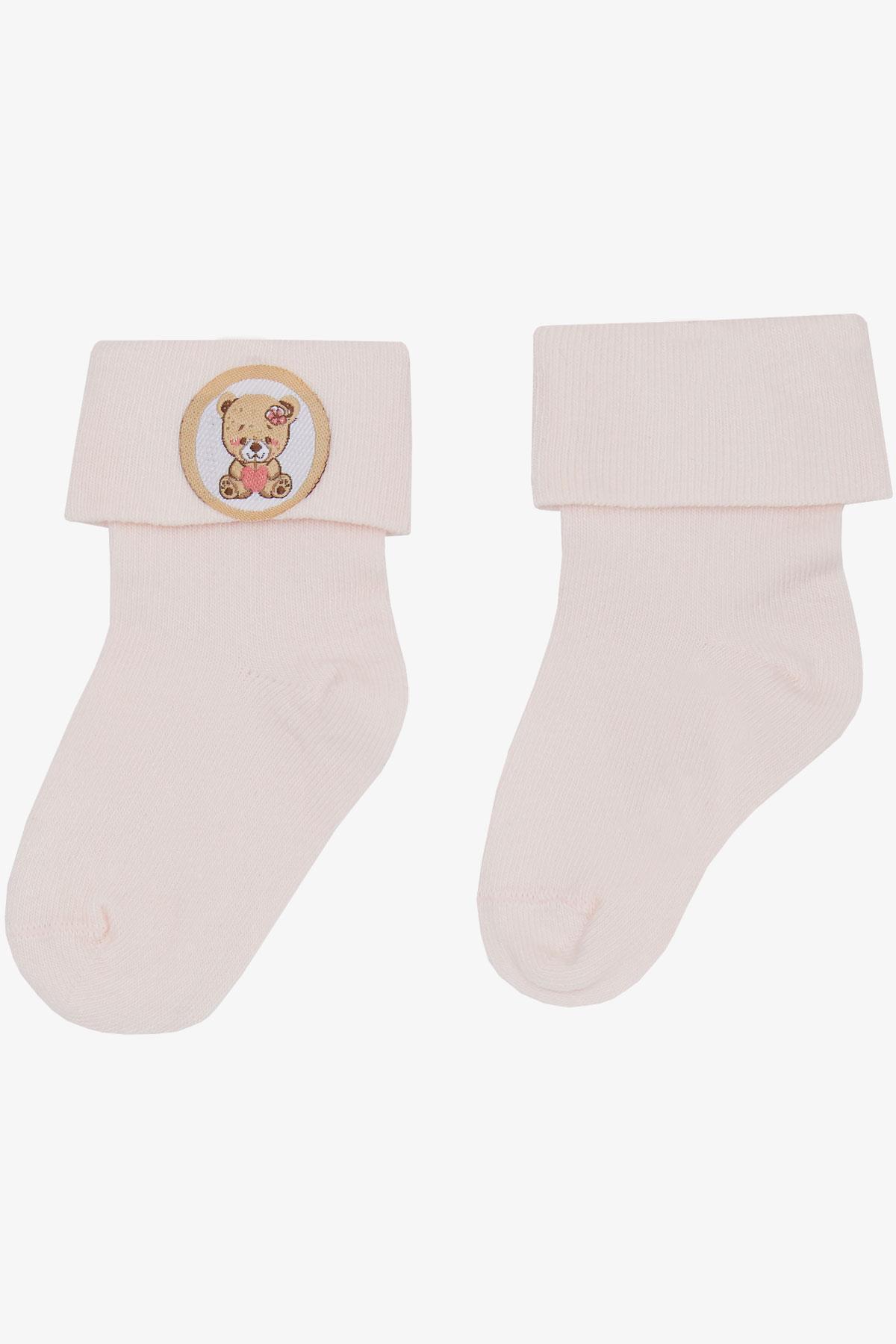 Katamino Kız Bebek Soket Çorap Yavru Ayıcık Baskılı Pembe (0-18 Ay)