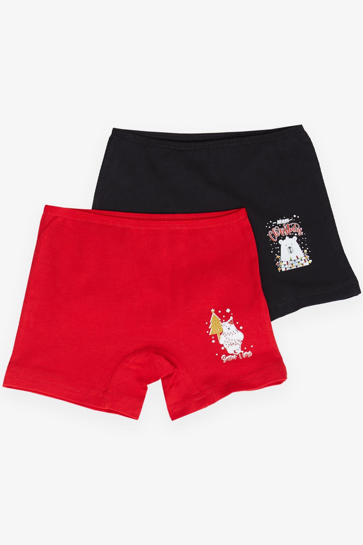 KATAMİNO Kız Çocuk 2 li Boxer Yılbaşı Temalı Karışık Renk (3-10 Yaş)