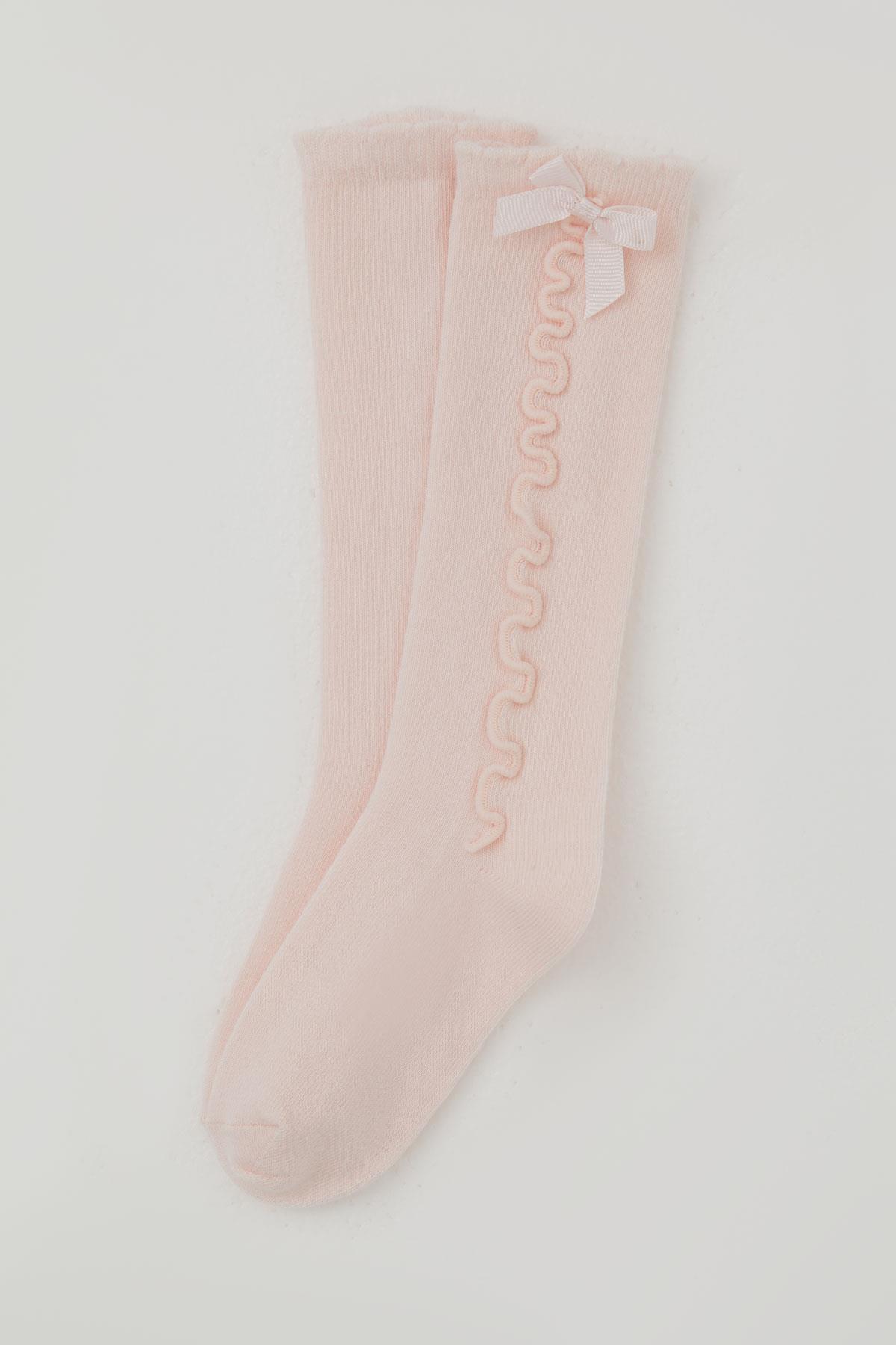 Katamino Kız Çocuk Golf Çorap Bilek Kısmı Fiyon Aksesuarlı Pembe (1-8 Yaş)