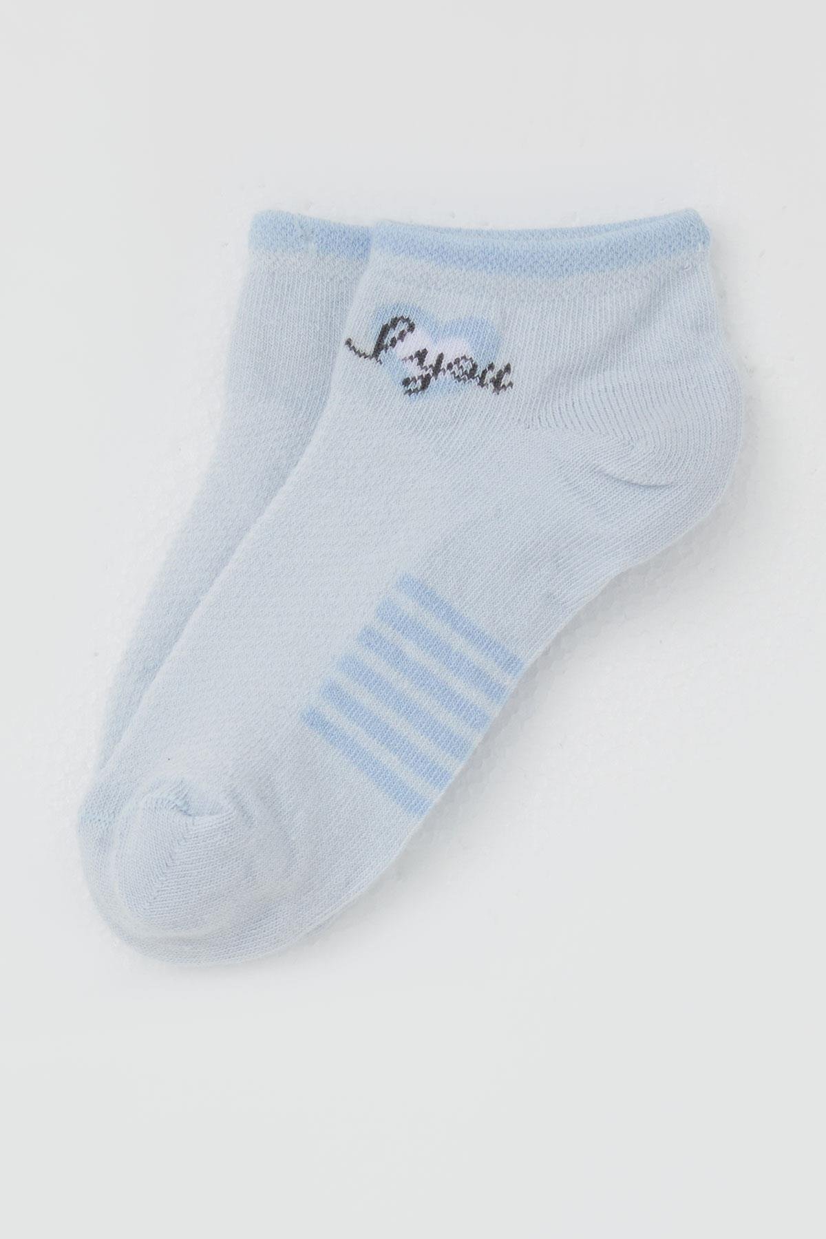 Katamino Kız Çocuk Patik Çorap Love Yazı Baskılı Açık Mavi (3-8 Yaş)