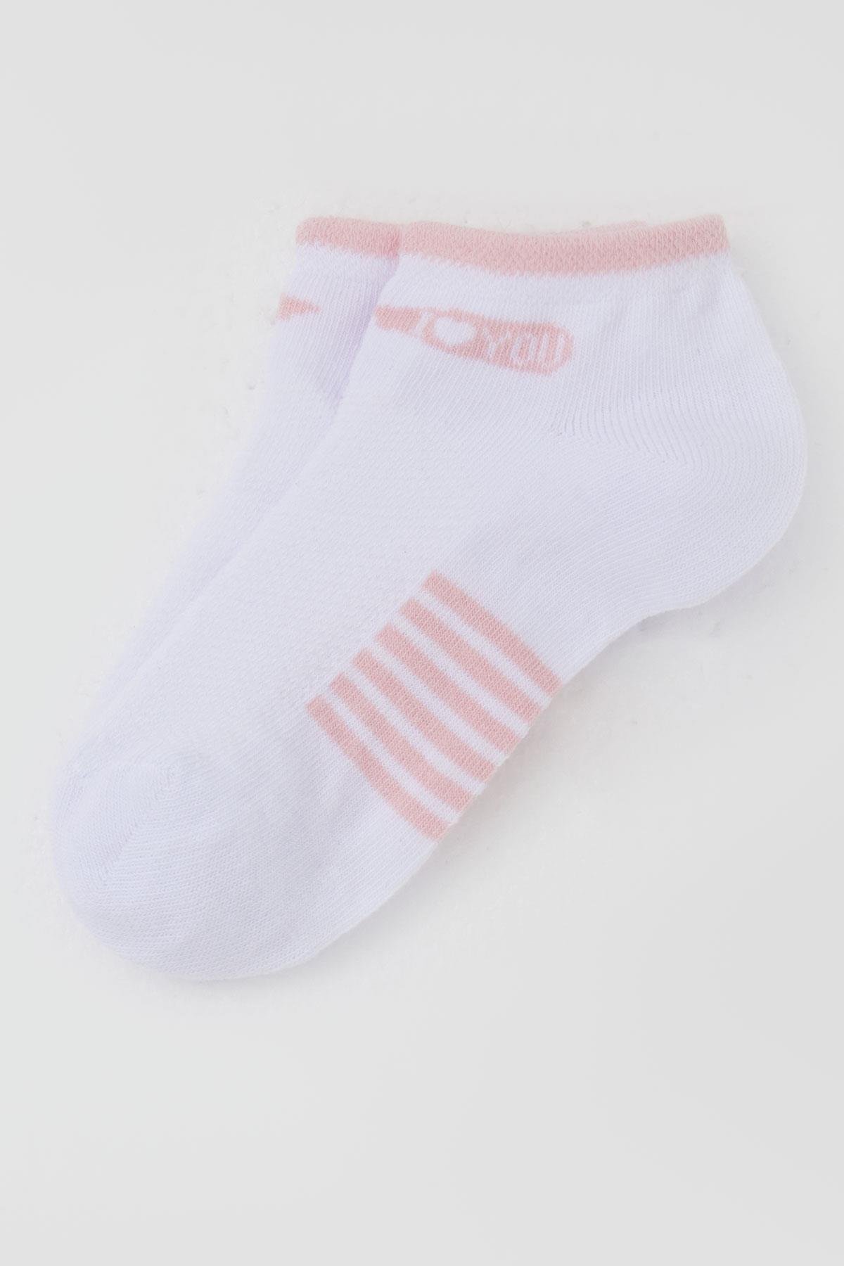 Katamino Kız Çocuk Patik Çorap Sevgi Temalı Yazı Baskılı Beyaz (3-8 Yaş)