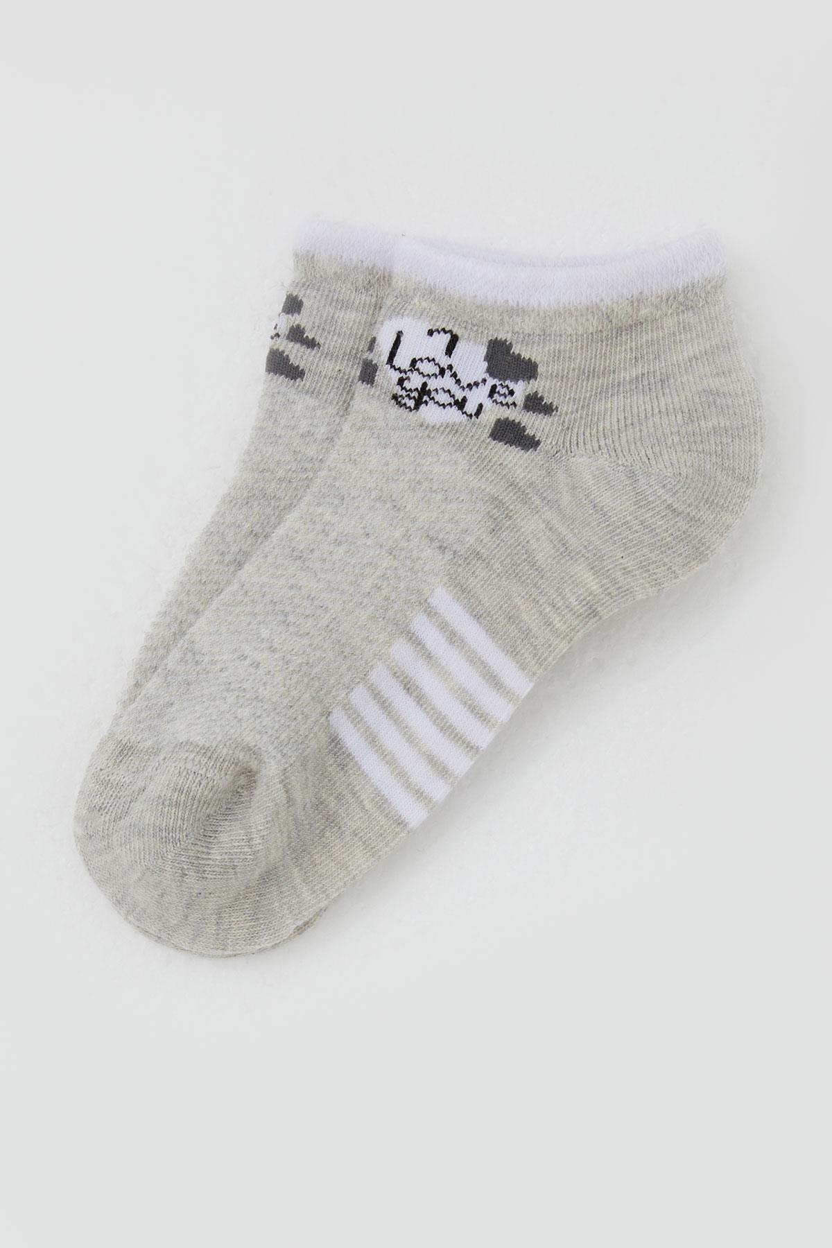 Katamino Kız Çocuk Patik Çorap Sevgi Temalı Yazı Baskılı Bej Melanj (3-8 Yaş)