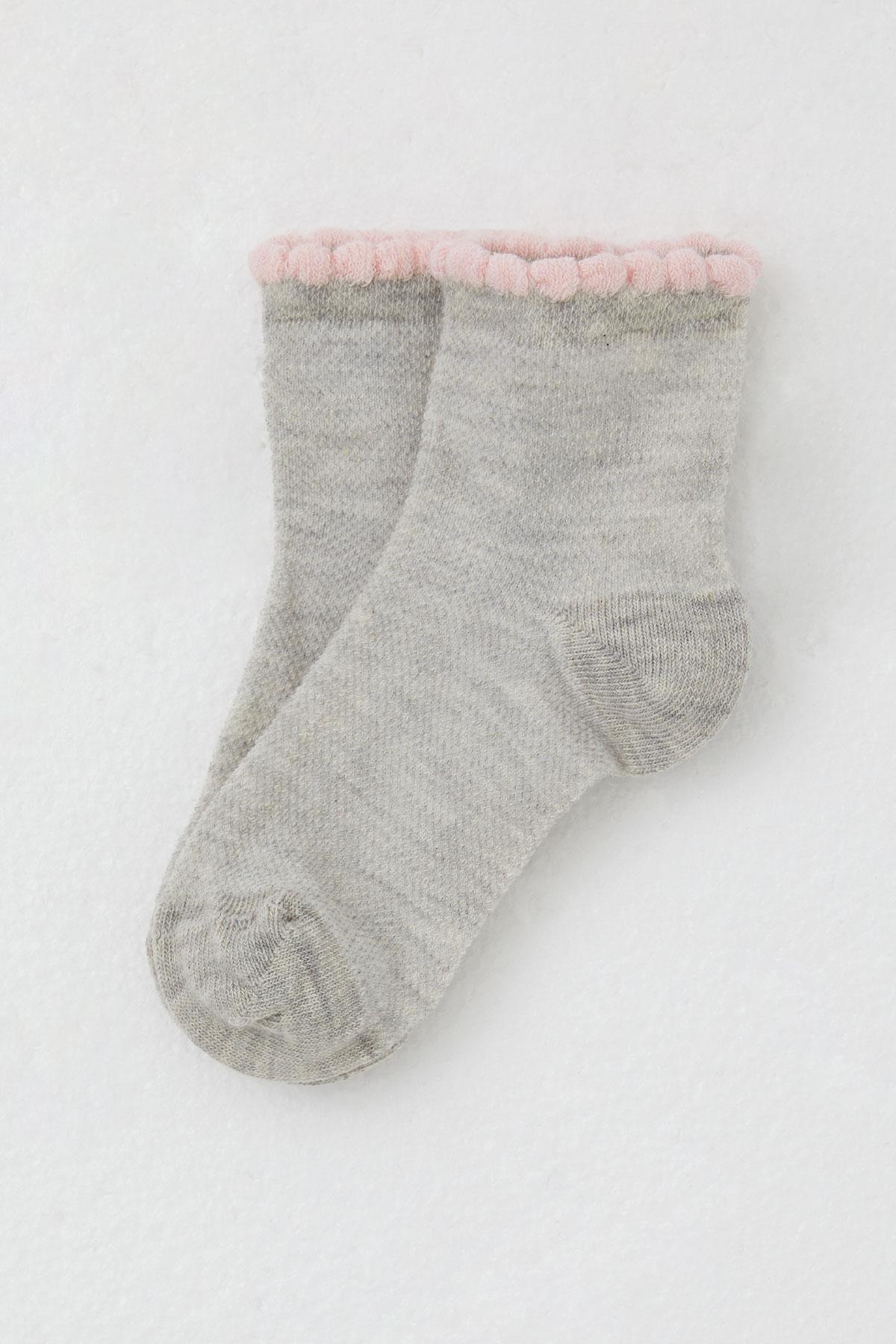 Katamino Kız Çocuk Soket Çorap Basic Açık Gri Melanj (1-6 Yaş)