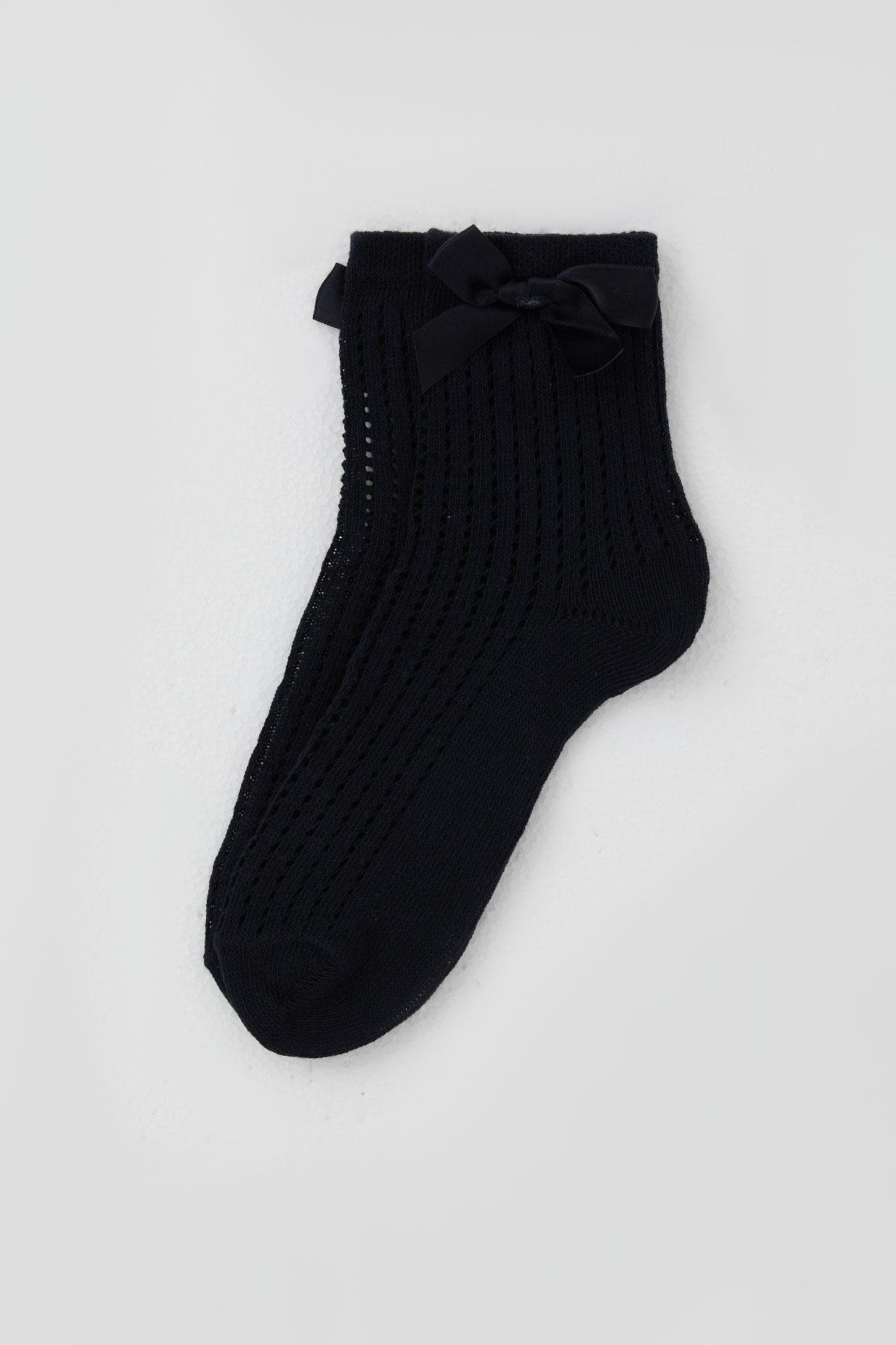 Katamino Kız Çocuk Soket Çorap File Detaylı Lacivert (7-10 Yaş)