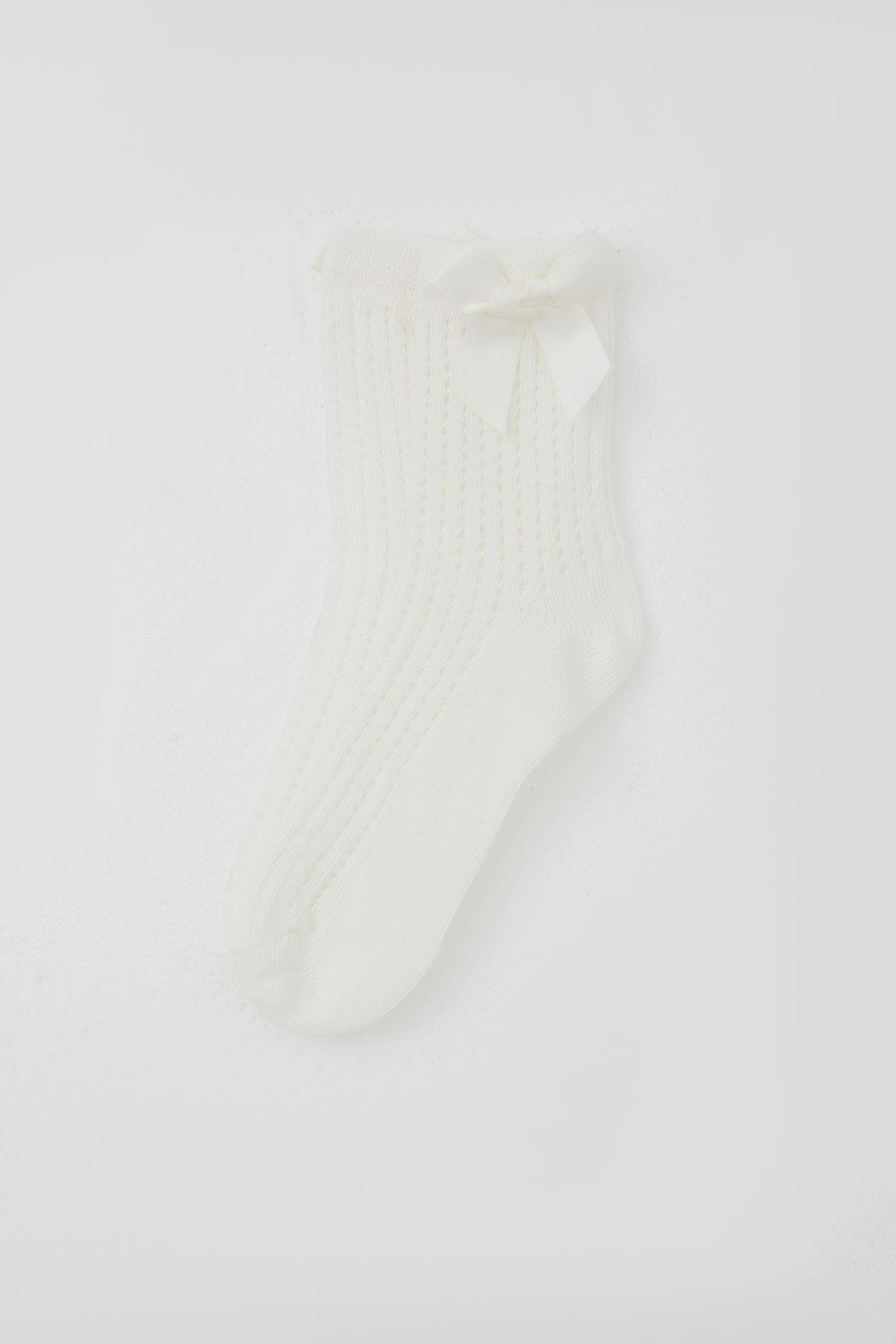 Katamino Kız Çocuk Soket Çorap File Detaylı Ekru (7-10 Yaş)