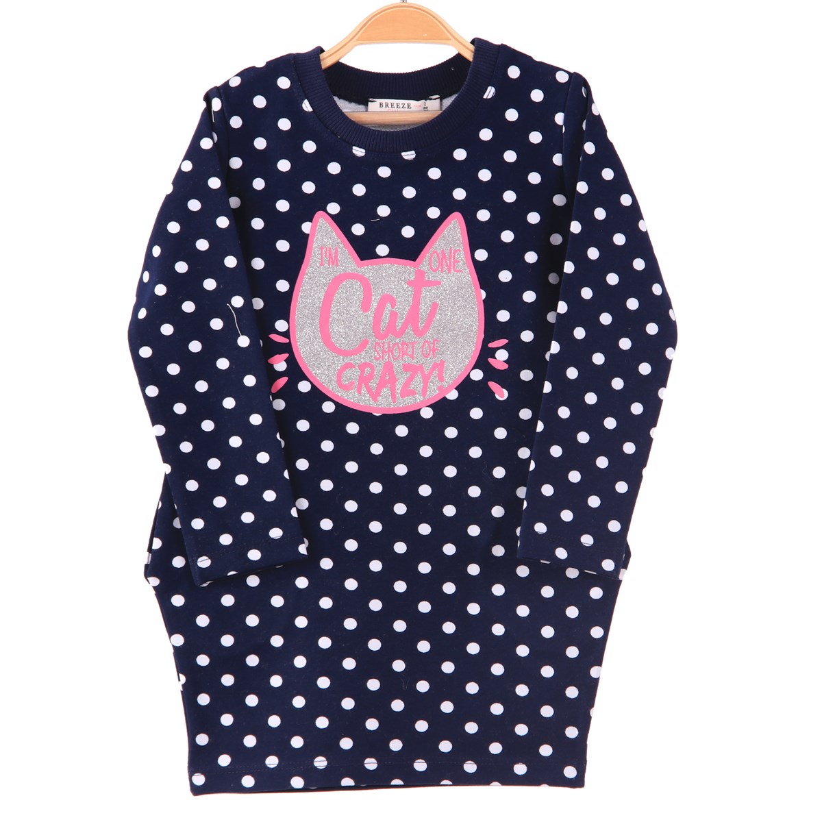 Kız Bebek Elbise Kedili Lacivert (2 Yaş)