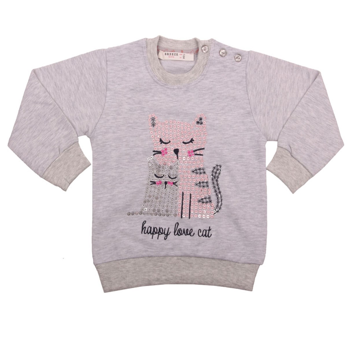 Kız Bebek Sweat Kedili Gri (1.5-5 Yaş)