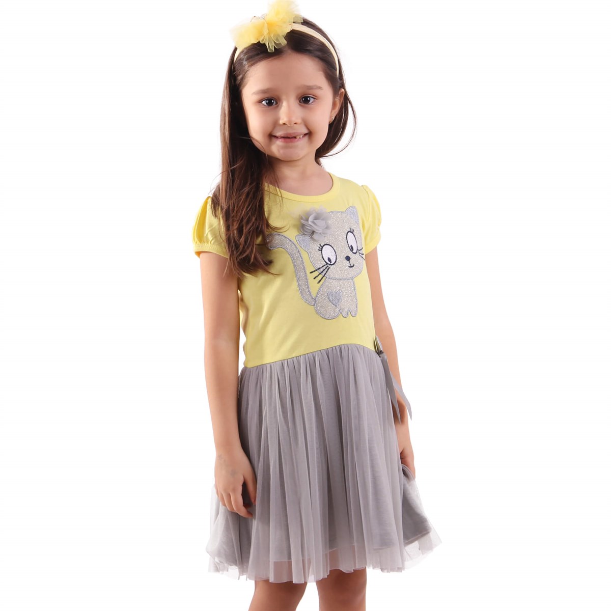 Kısa Kol Elbise ModelleriBREEZE10858-280Kedili Elbise