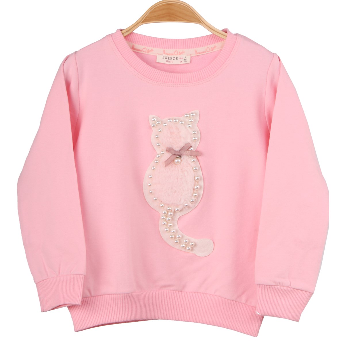 Kız Çocuk Sweat Kedili Pembe (2-6 Yaş)