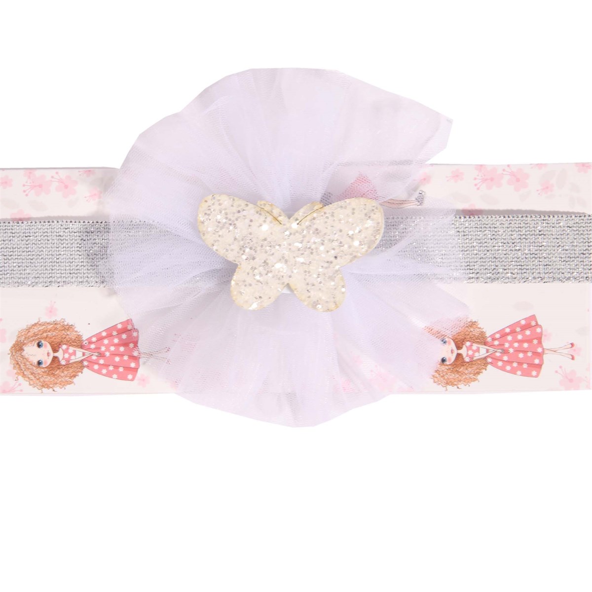 BandanaBREEZE5220cnT708-127Kelebekli Tüllü Simli Bandana