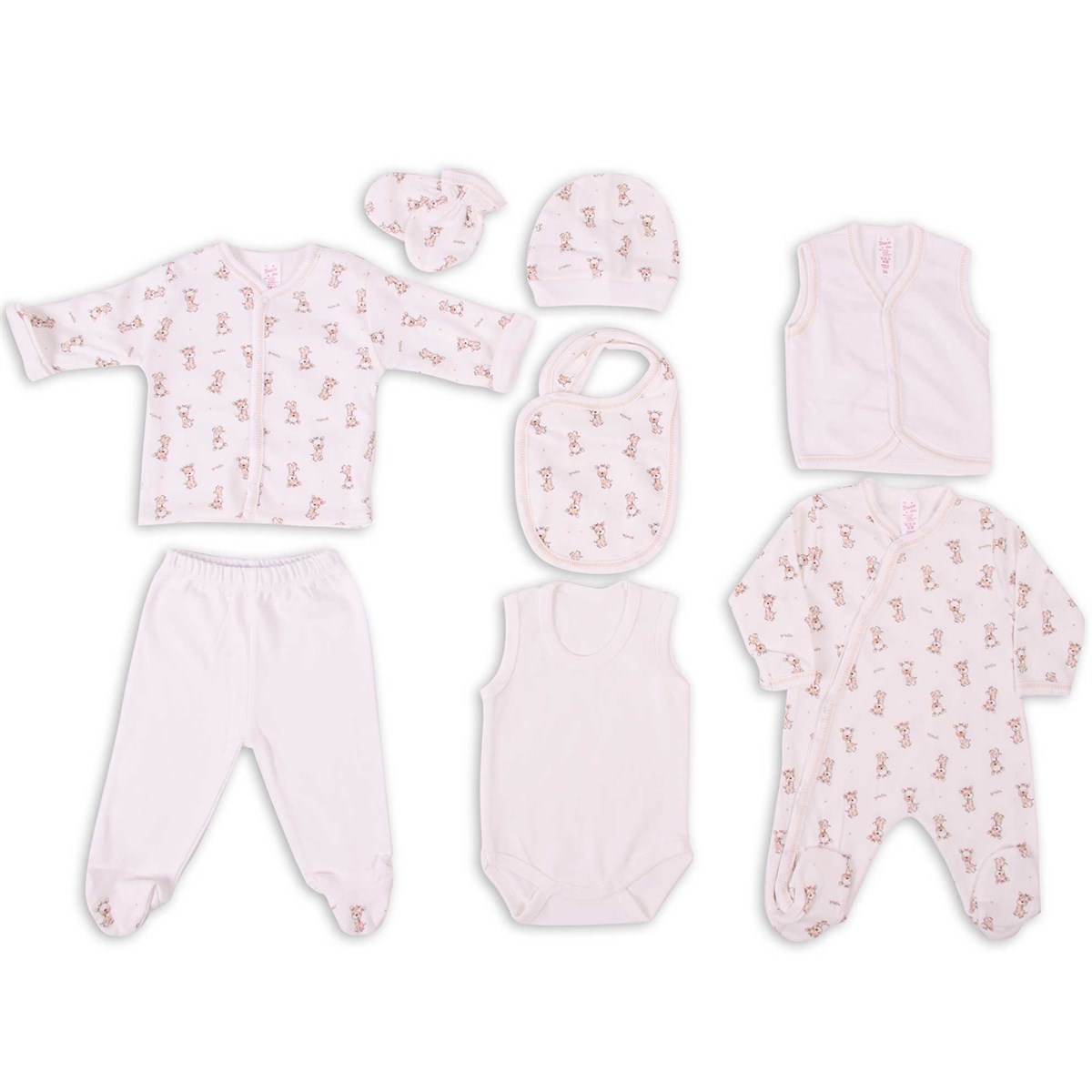 Kız Bebek Hastane Çıkışı 8 li Ekru (0-3 Ay) BREEZE