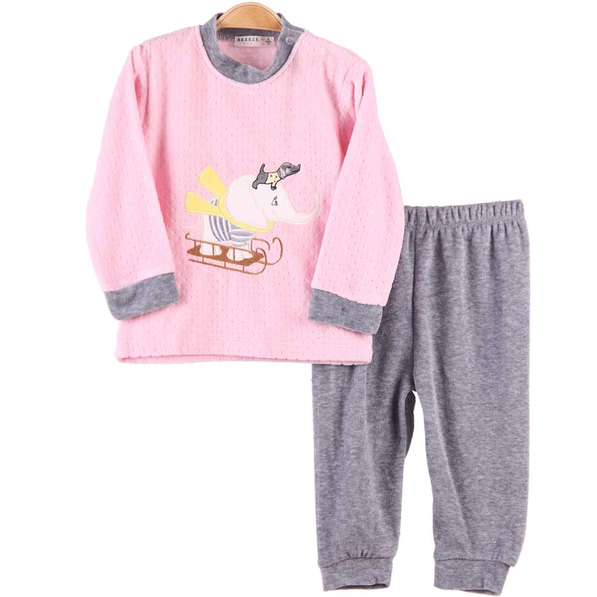 Kız Bebek Pijama Takımı Fil Nakışlı Pembe (3-9 Ay) BREEZE