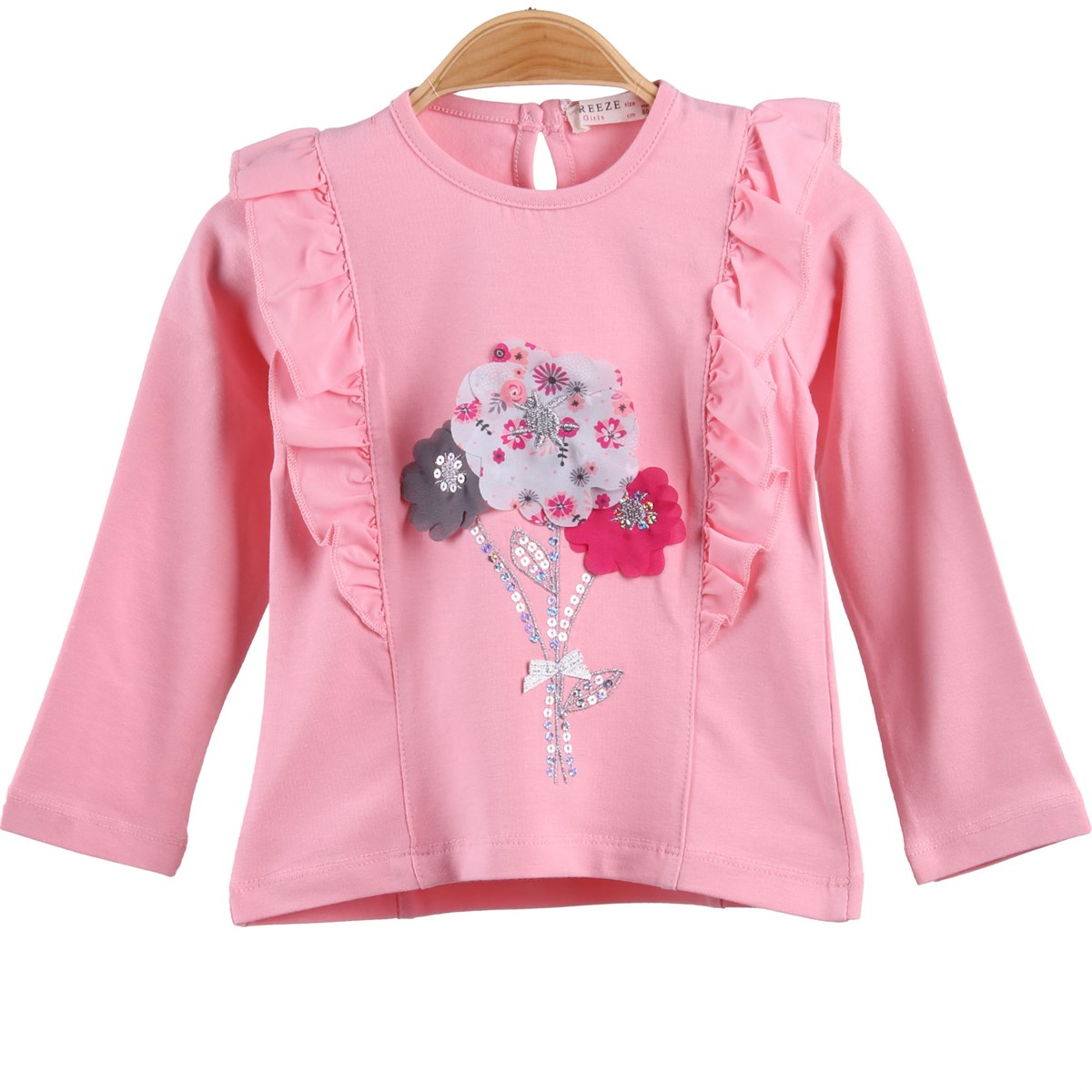 Kız Bebek Body Çiçek Desenli Pembe (1-4 Yaş)