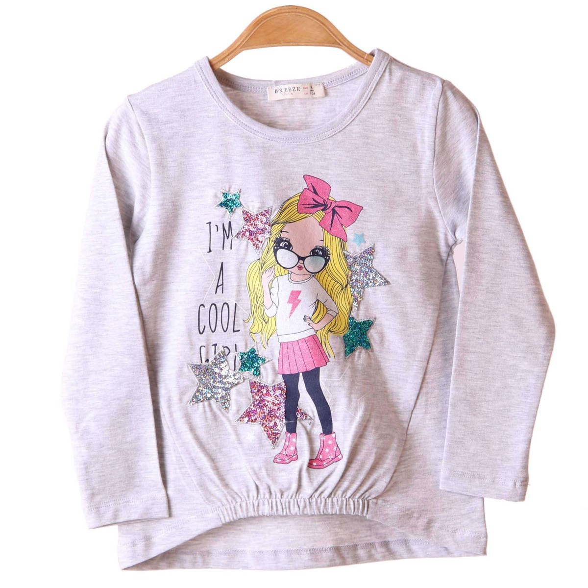 Kız Çocuk Body Baskılı Gri (4-8 Yaş) BREEZE