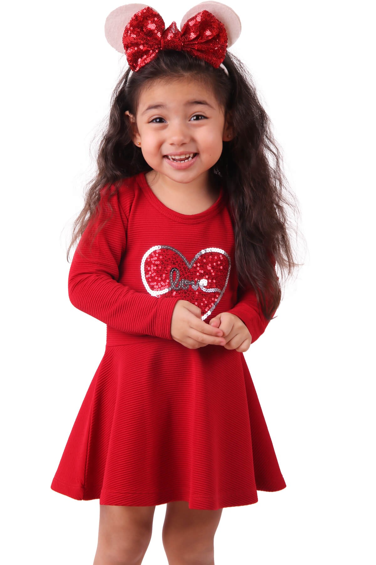 Pul İşlemeli Kırmızı 1.5-5 Yaş - Kız Çocuk Elbisesi | Breeze