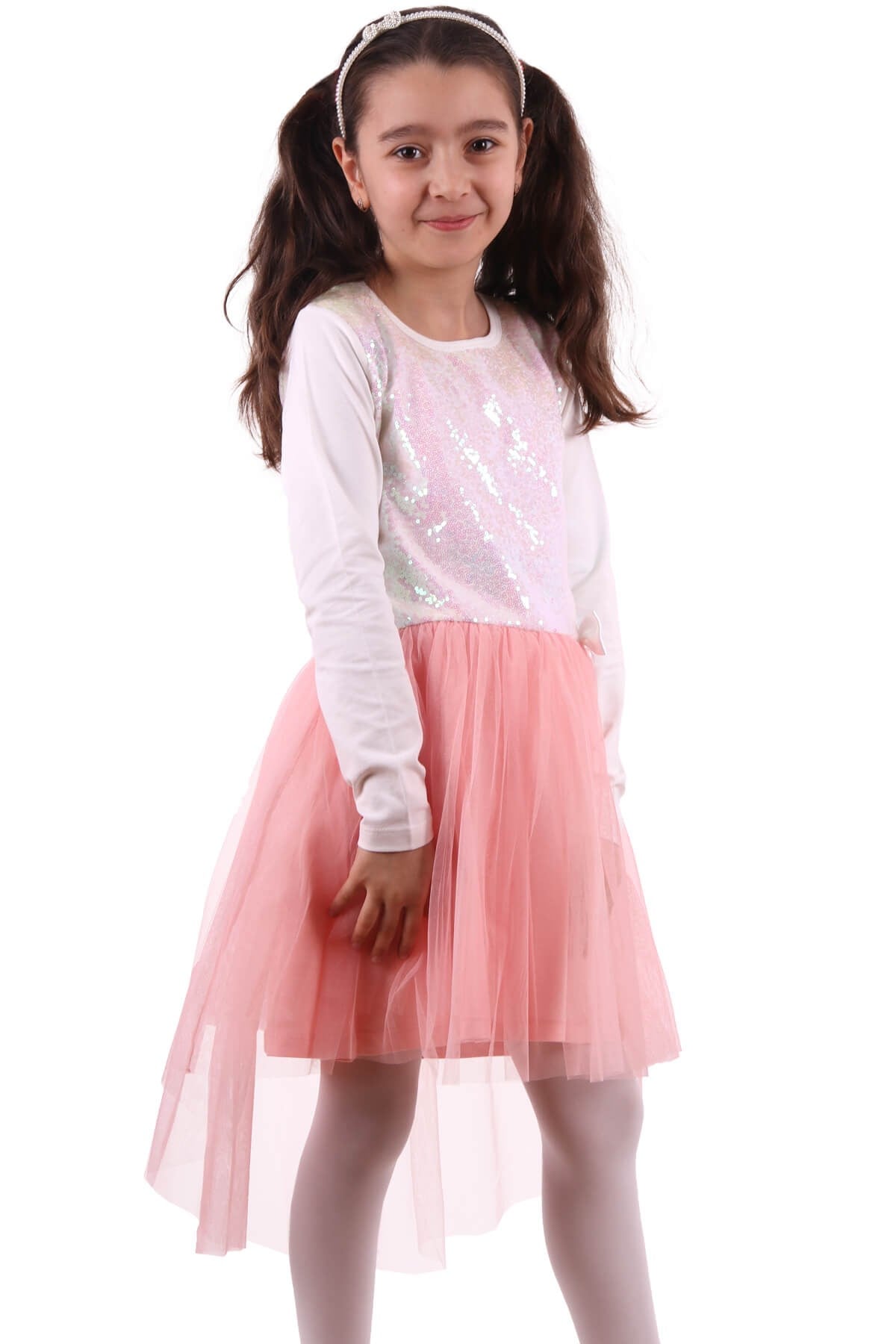 Kız Çocuk Elbise Pullu Somon (5-10 Yaş) BREEZE