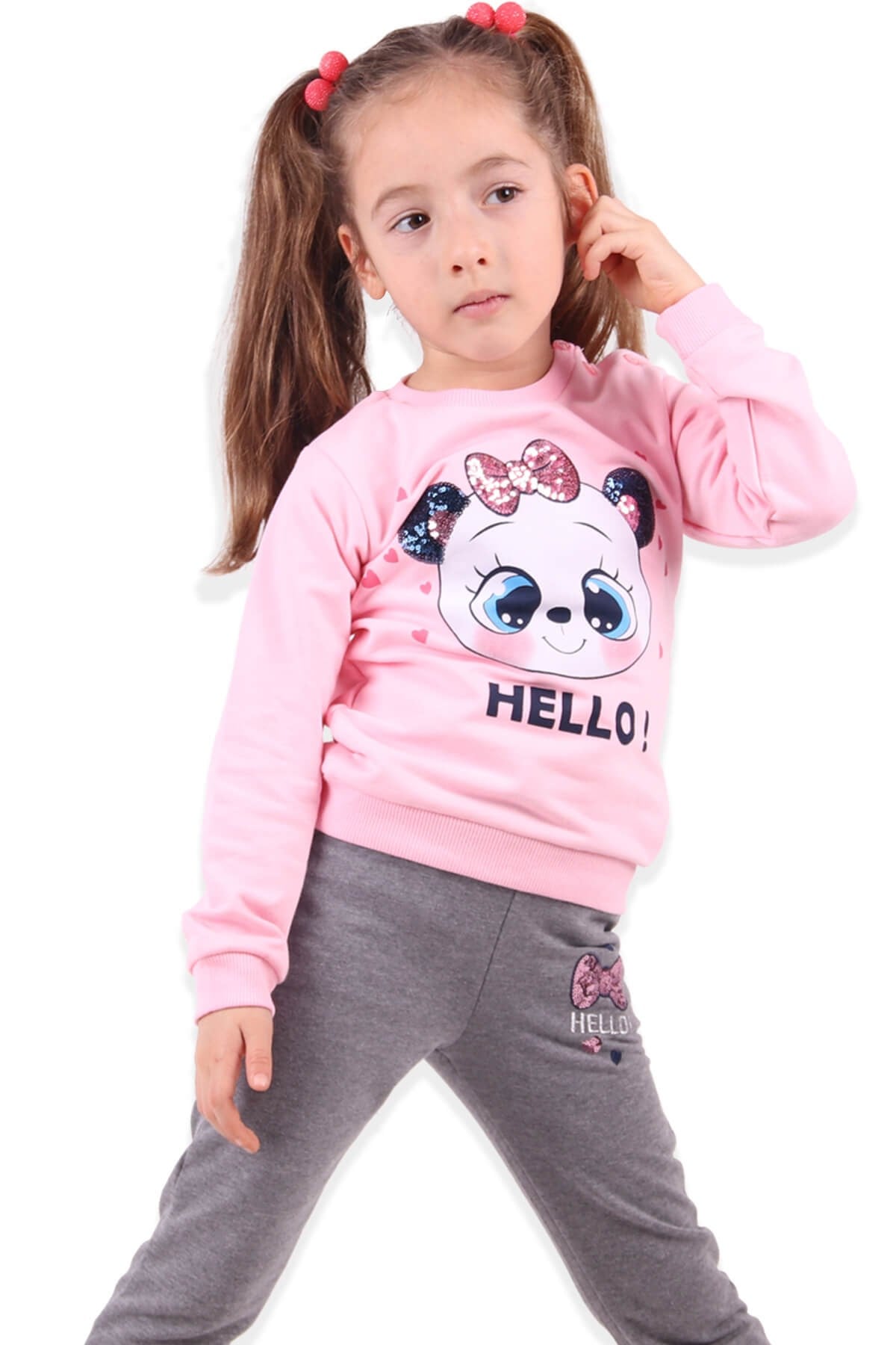 Kız Çocuk Eşofman Takımı Pul İşlemeli Pudra Pembe (1.5-5 Yaş) BREEZE