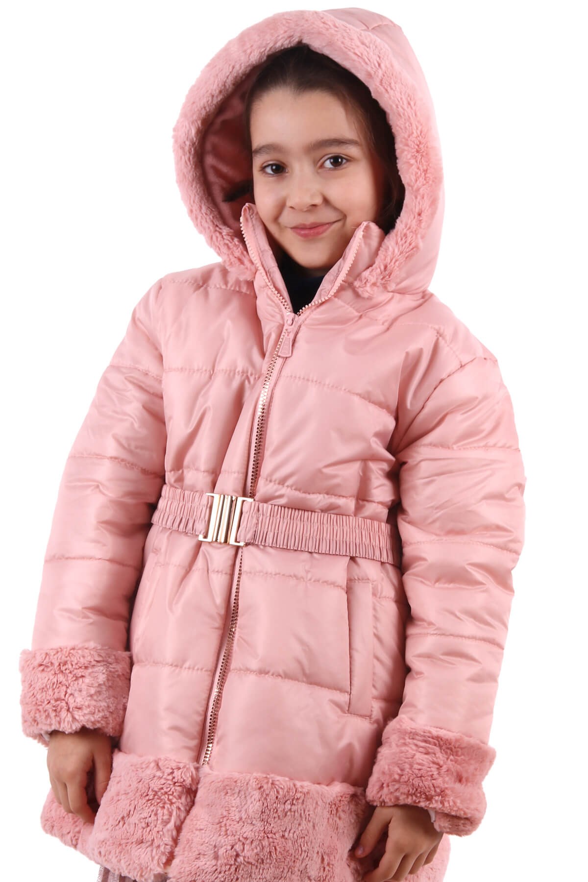 Kız Çocuk Mont Peluşlu Pembe (7-10 Yaş) BREEZE