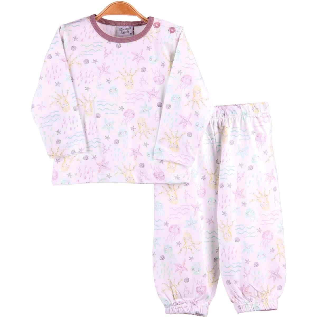 Kız Çocuk Pijama Takımı Deniz Yıldızlı Ekru (1-4 Yaş) BREEZE