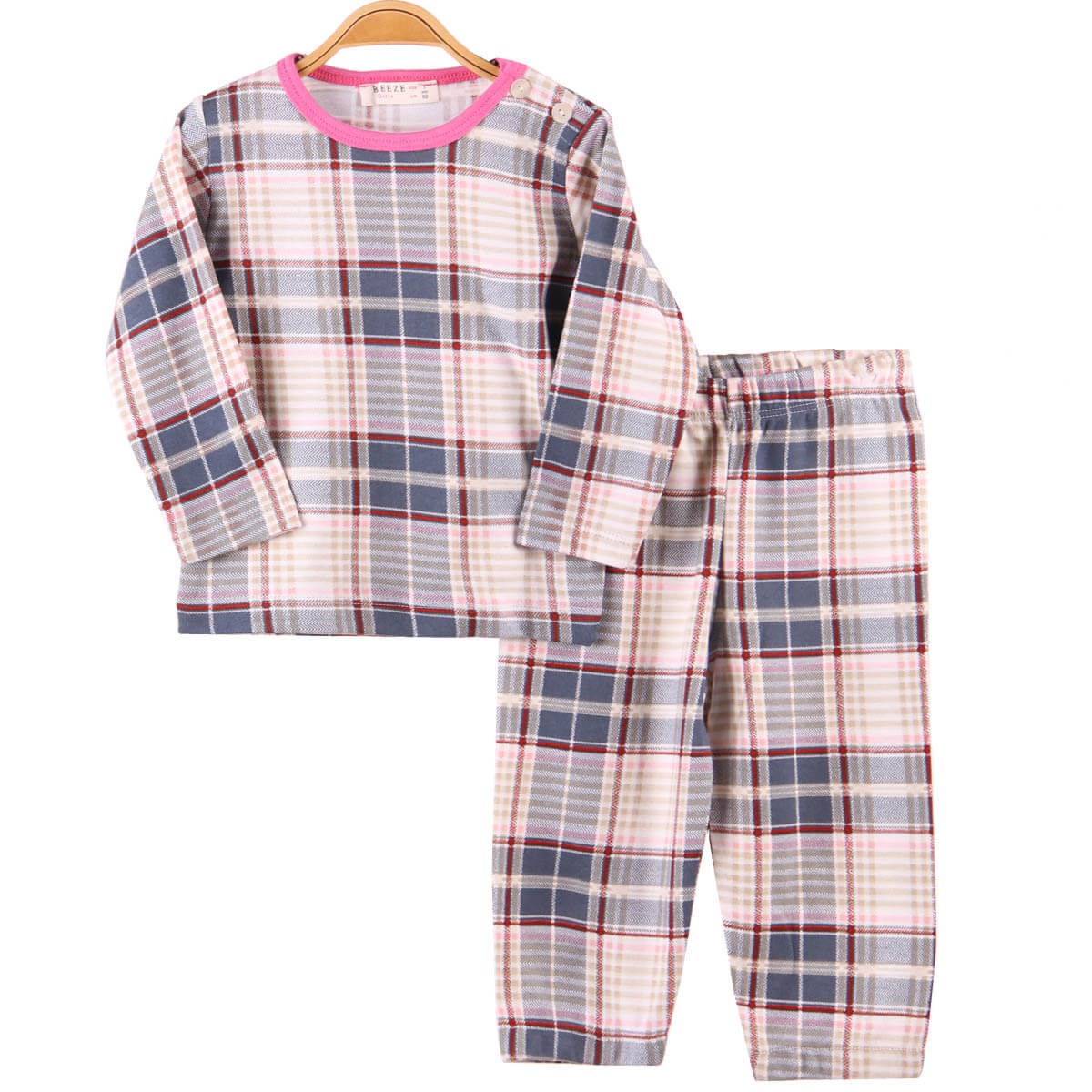 Kız Çocuk Pijama Takımı Ekoseli Karışık Renk (1-4 Yaş) BREEZE