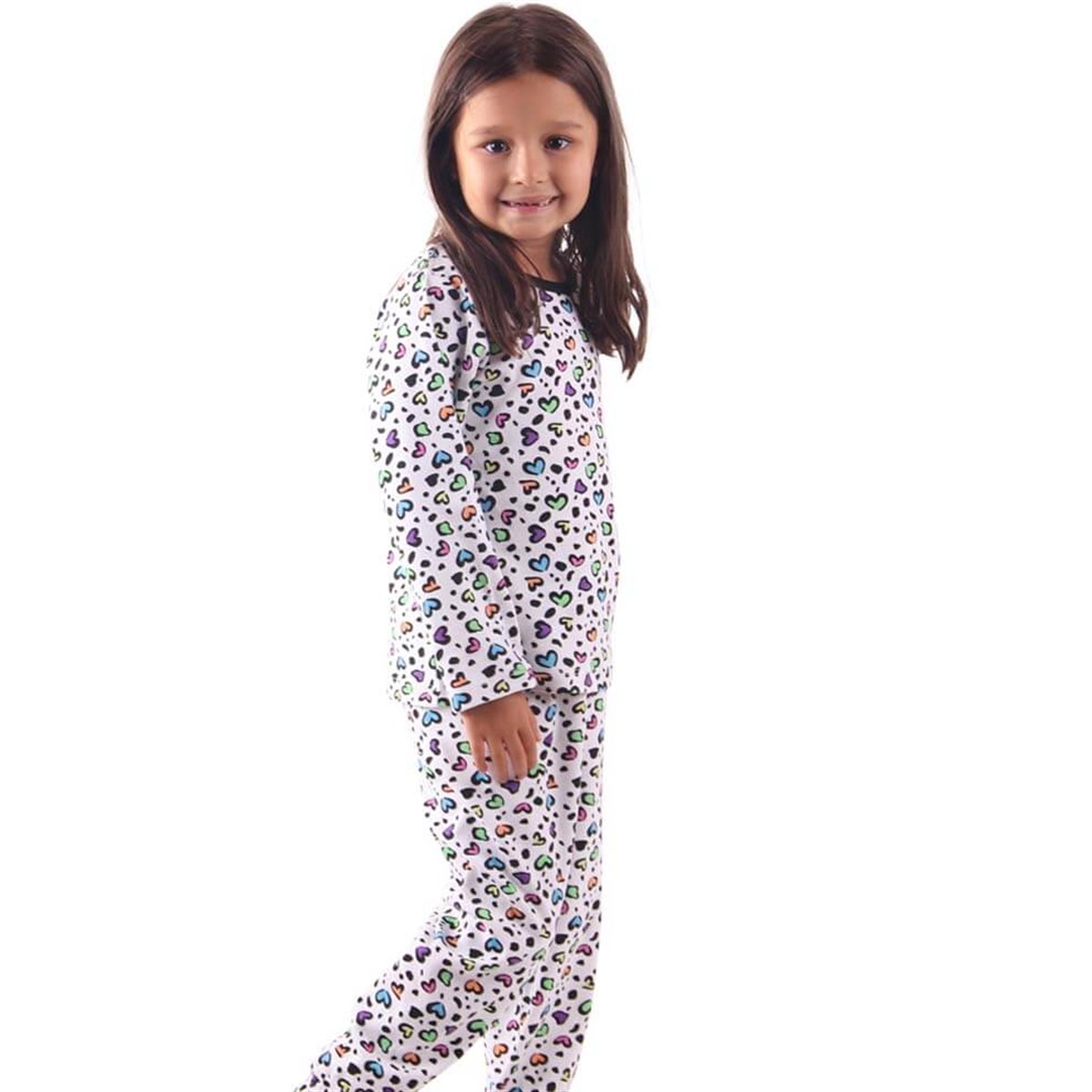 Kız Çocuk Pijama Takımı Ekru-Siyah (4-7 Yaş)