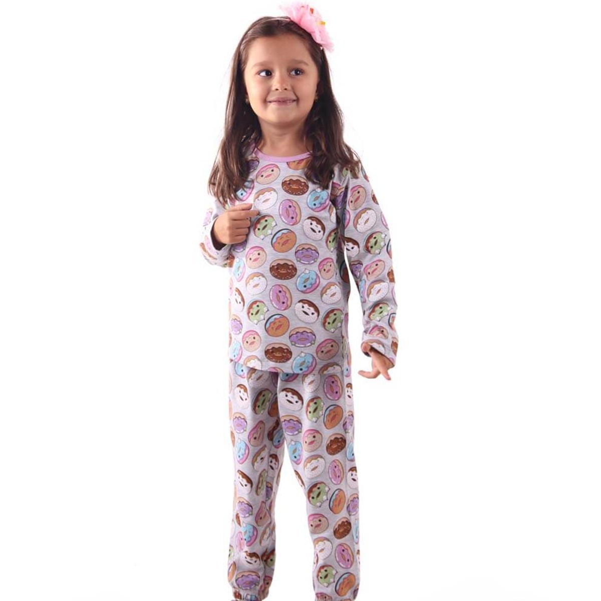 Kız Çocuk Pijama Takımı Gri (4-7 Yaş)