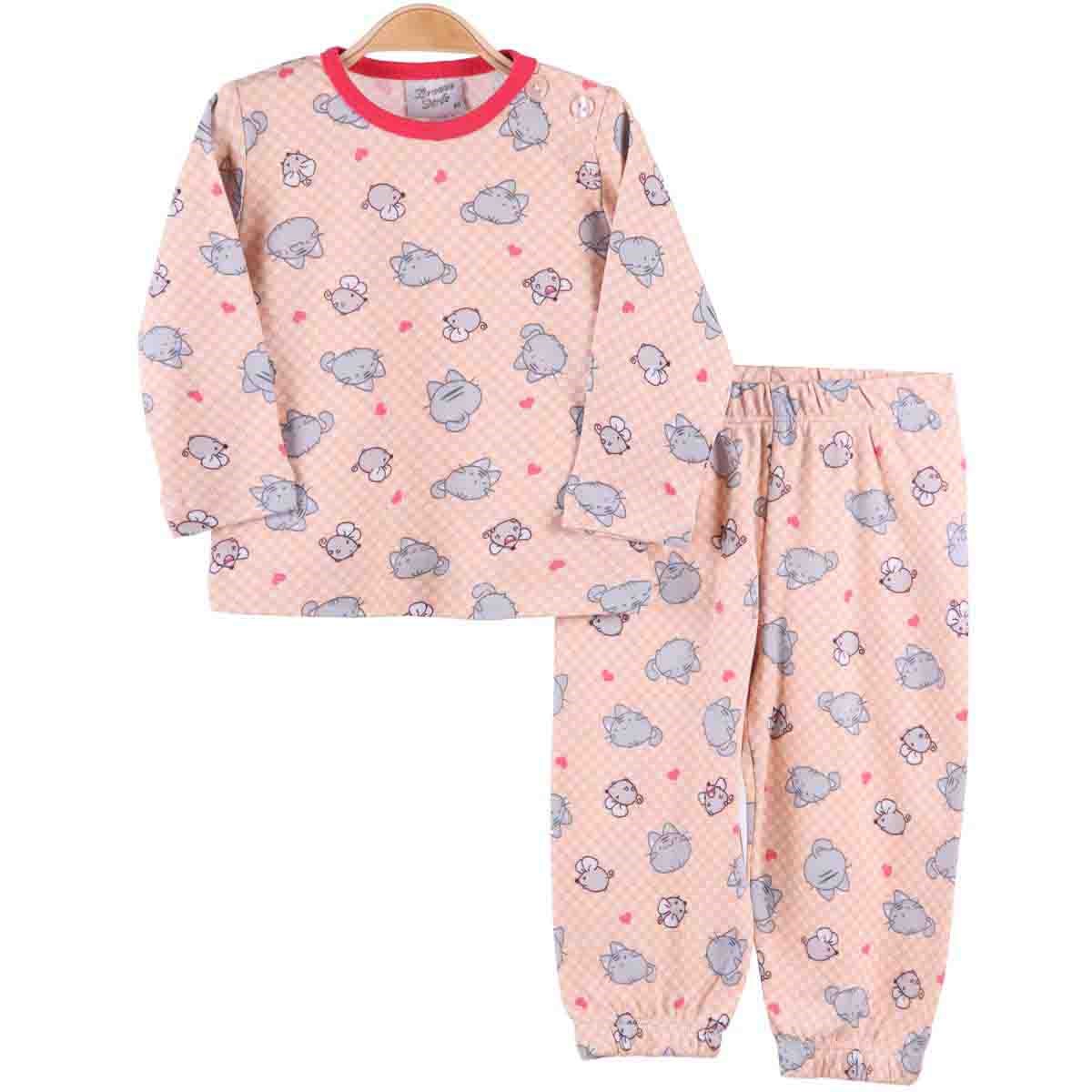 Kız Çocuk Pijama Takımı Siyah-Somon (1-4 Yaş) BREEZE