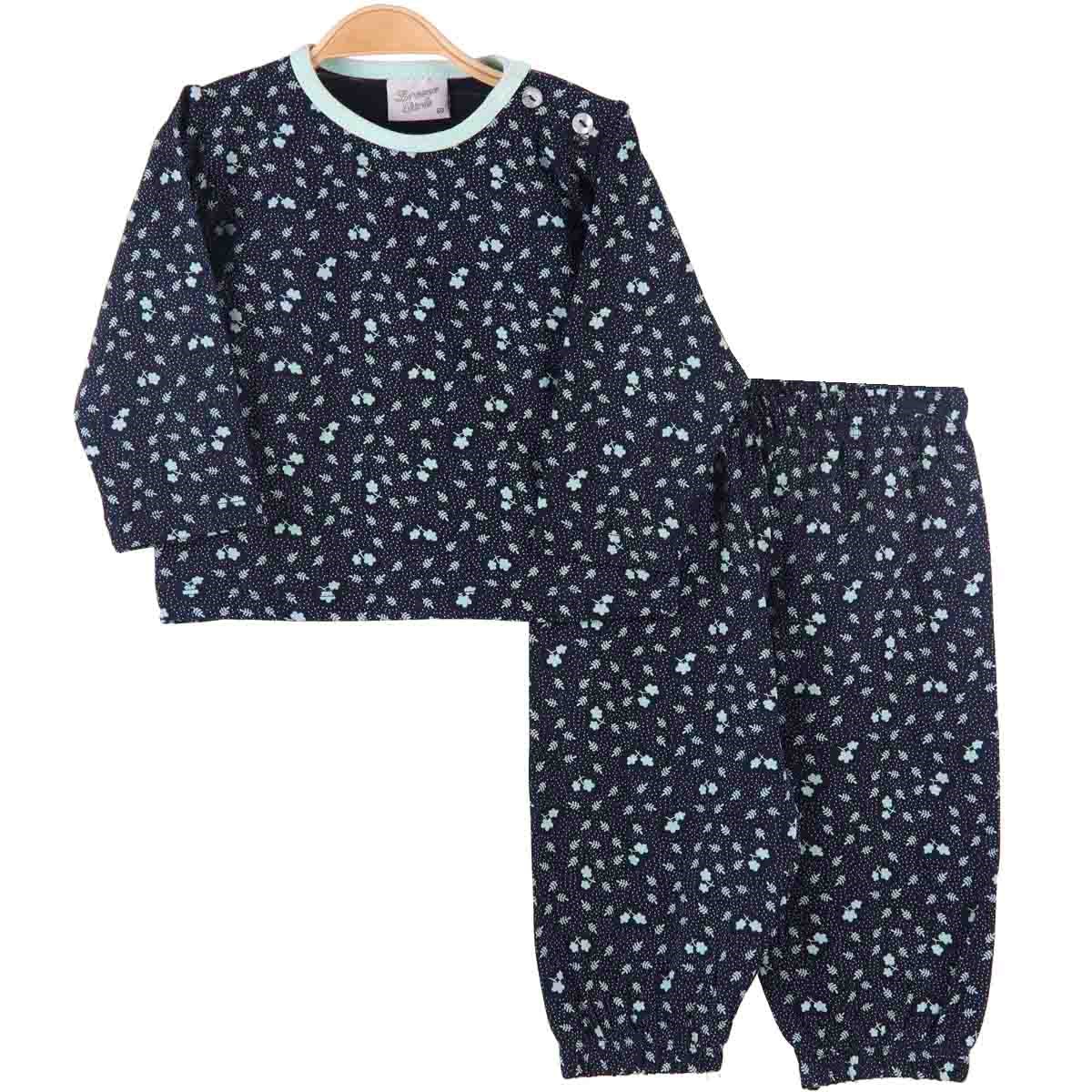 Kız Çocuk Pijama Takımı Siyah-Somon (1-4 Yaş) BREEZE