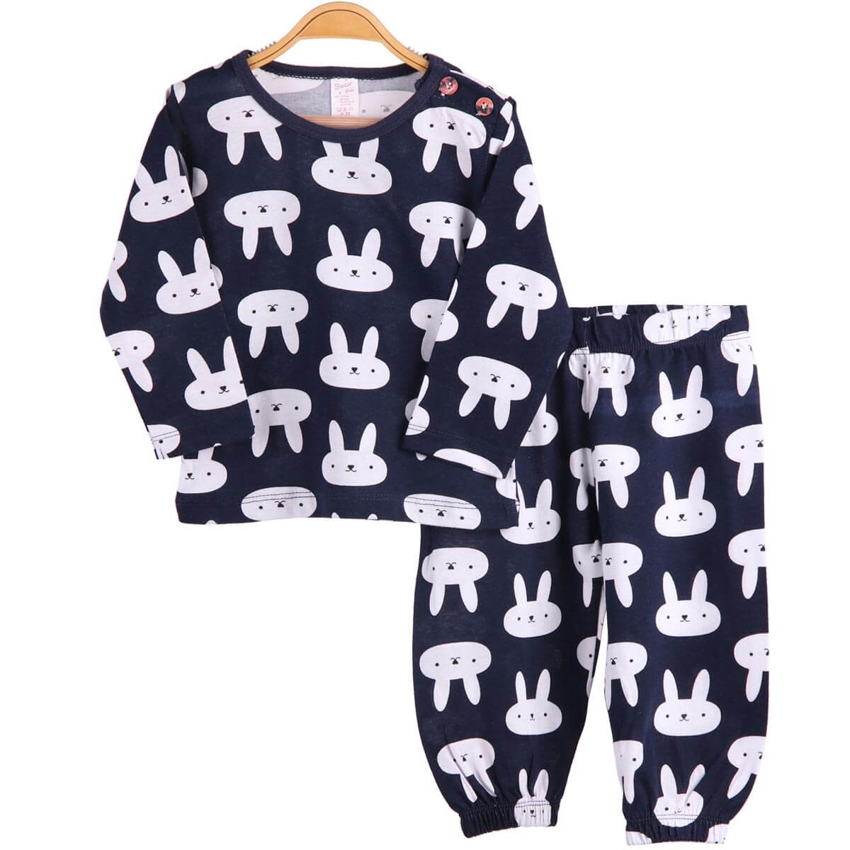 Kız Çocuk Pijama Takımı Tavşanlı Lacivert (1-4 Yaş) BREEZE