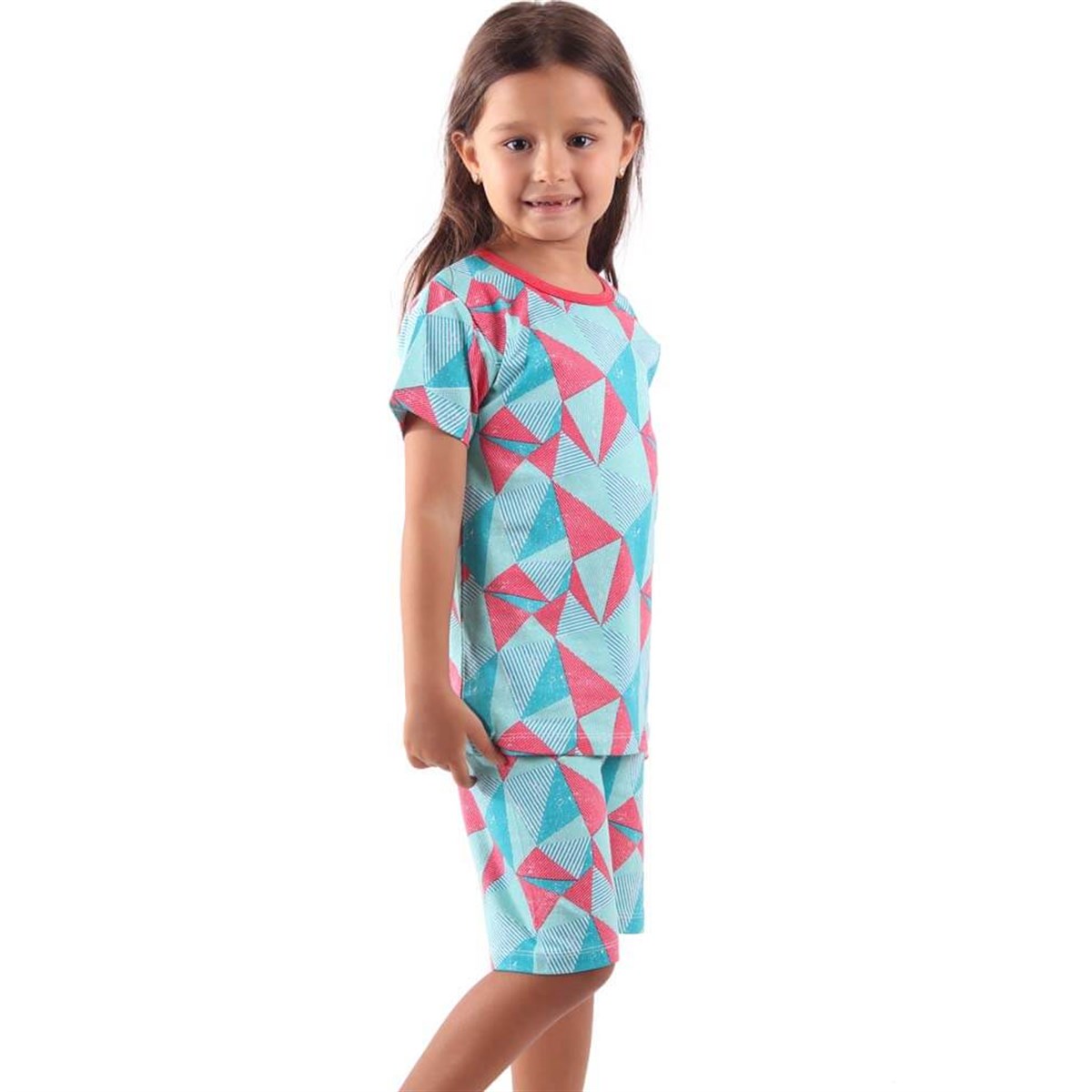 Kız Çocuk Pijama Takımı Yeşil-Kırmızı (4-7 Yaş)