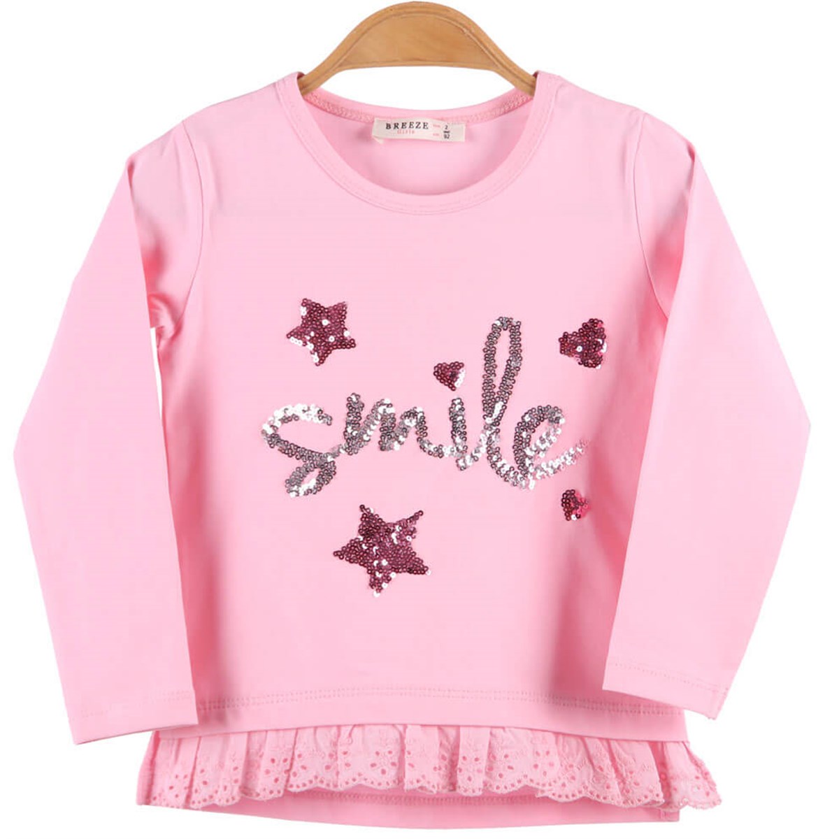 Kız Çocuk Pul İşlemeli Dantelli Body Pembe (2-6 Yaş) BREEZE