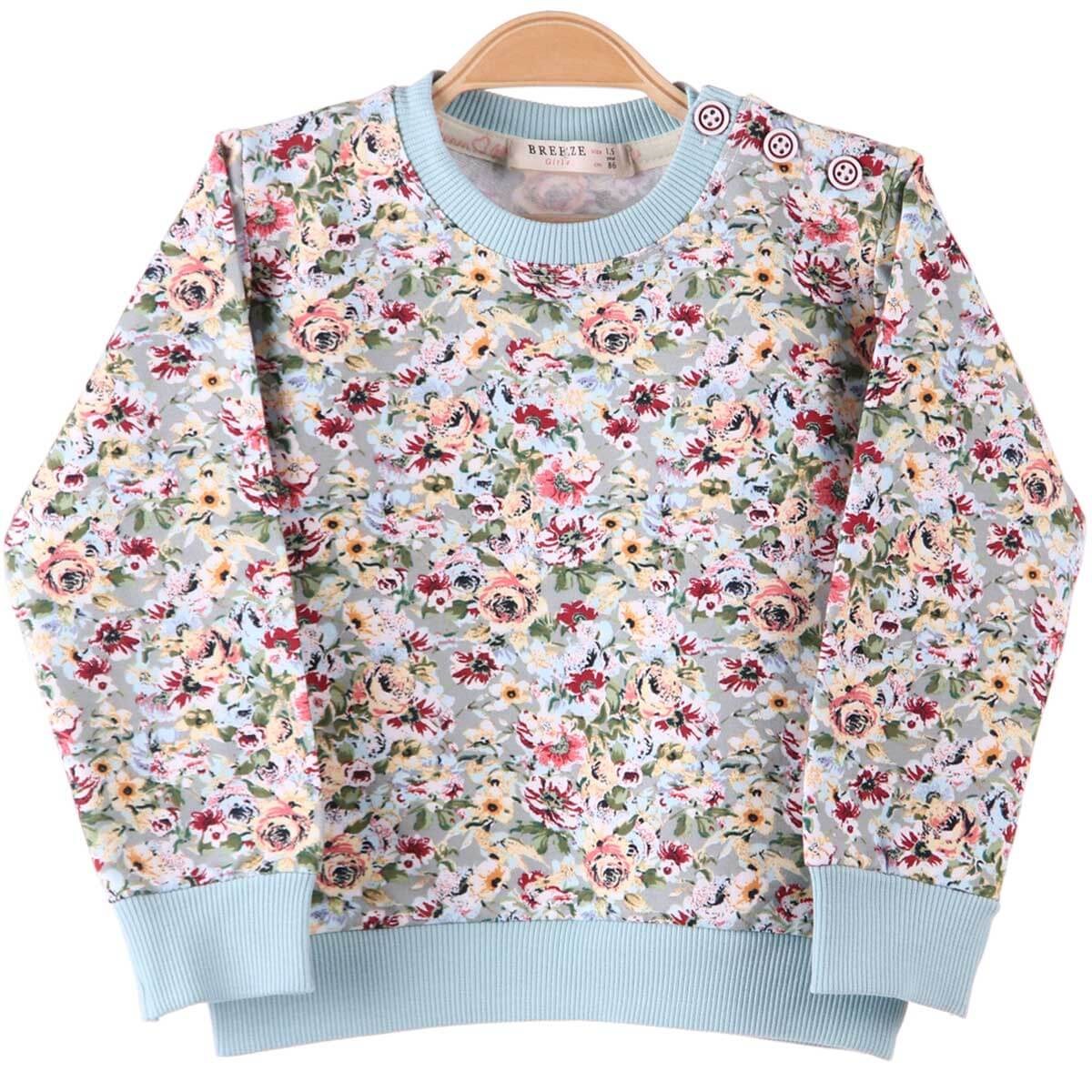 Kız Çocuk Sweat Çiçekli Gri (1,5-5 Yaş) BREEZE