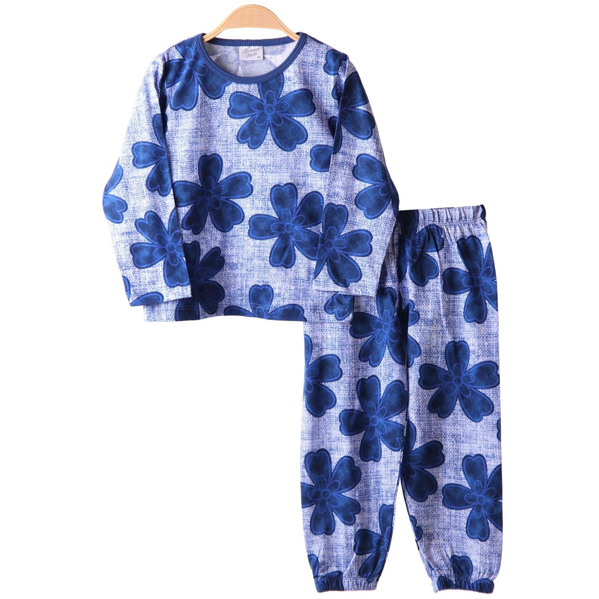 Kız Pijama Takımı Çiçekli Mavi(1-4 Yaş) BREEZE
