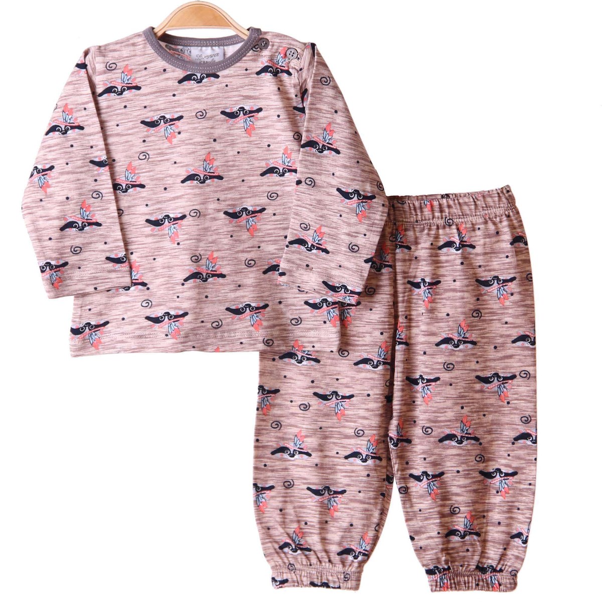 Kız Pijama Takımı Desenli Kahverengi (1-4 Yaş) BREEZE