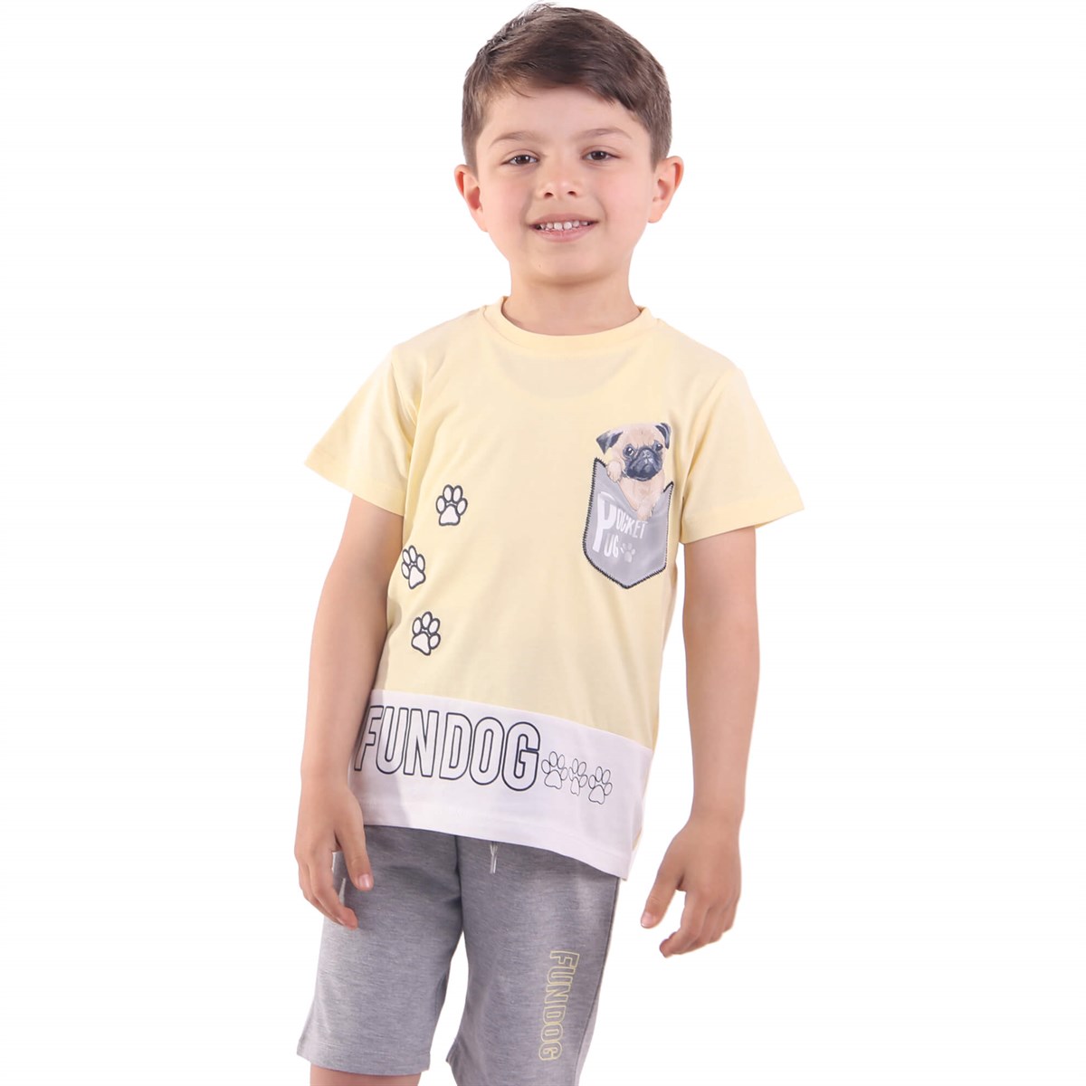 Erkek Bebek Kapri Takım Köpekli Sarı (1.5 Yaş)