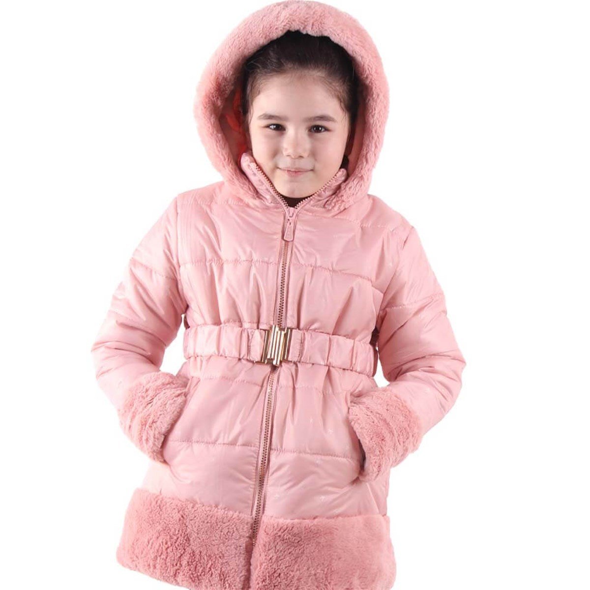 Kız Çocuk Mont Peluşlu Pembe 7-10 Yaş - Sıcacık Dış Giyim | Breeze