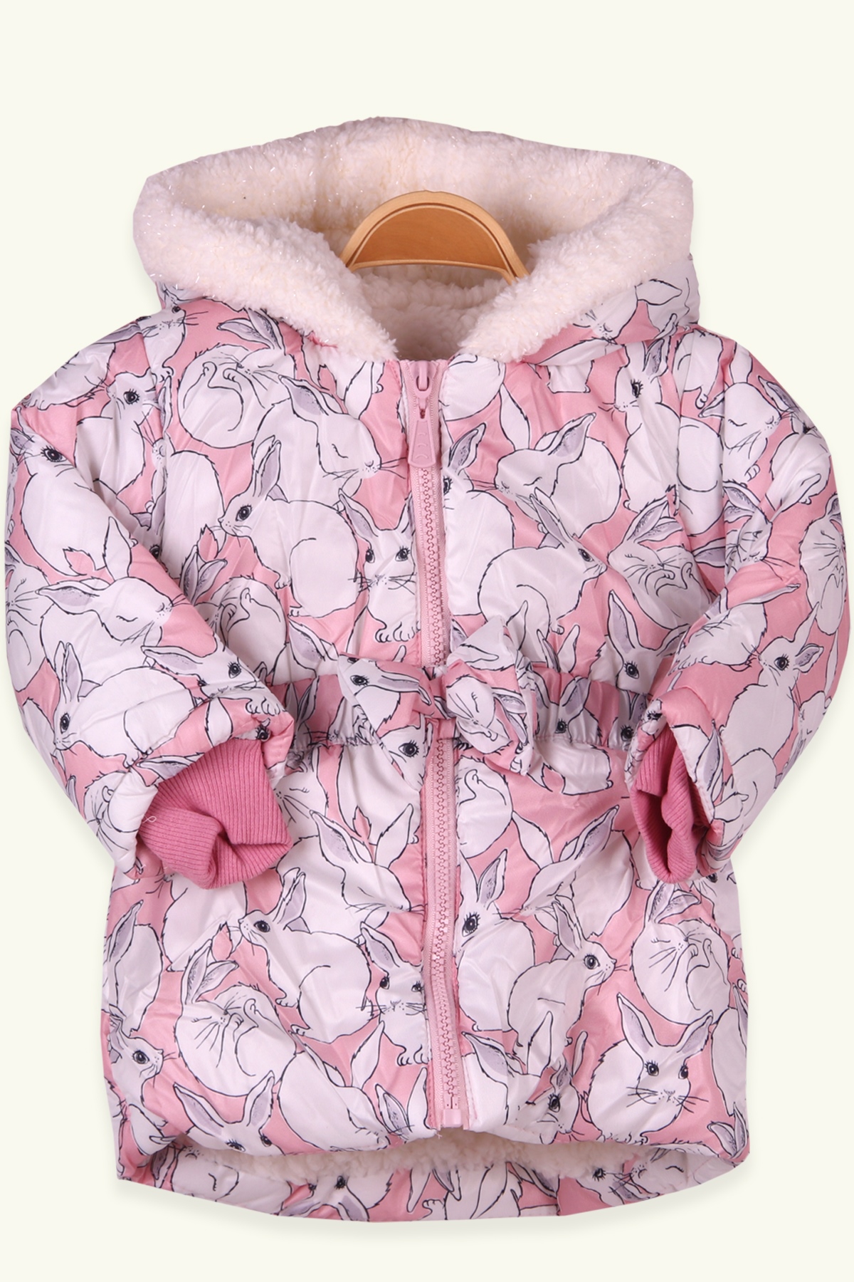 Kız Bebek Mont Peluşlu Tavşan Desenli Pudra 1 Yaş - Sıcacık Dış Giyim |  Breeze