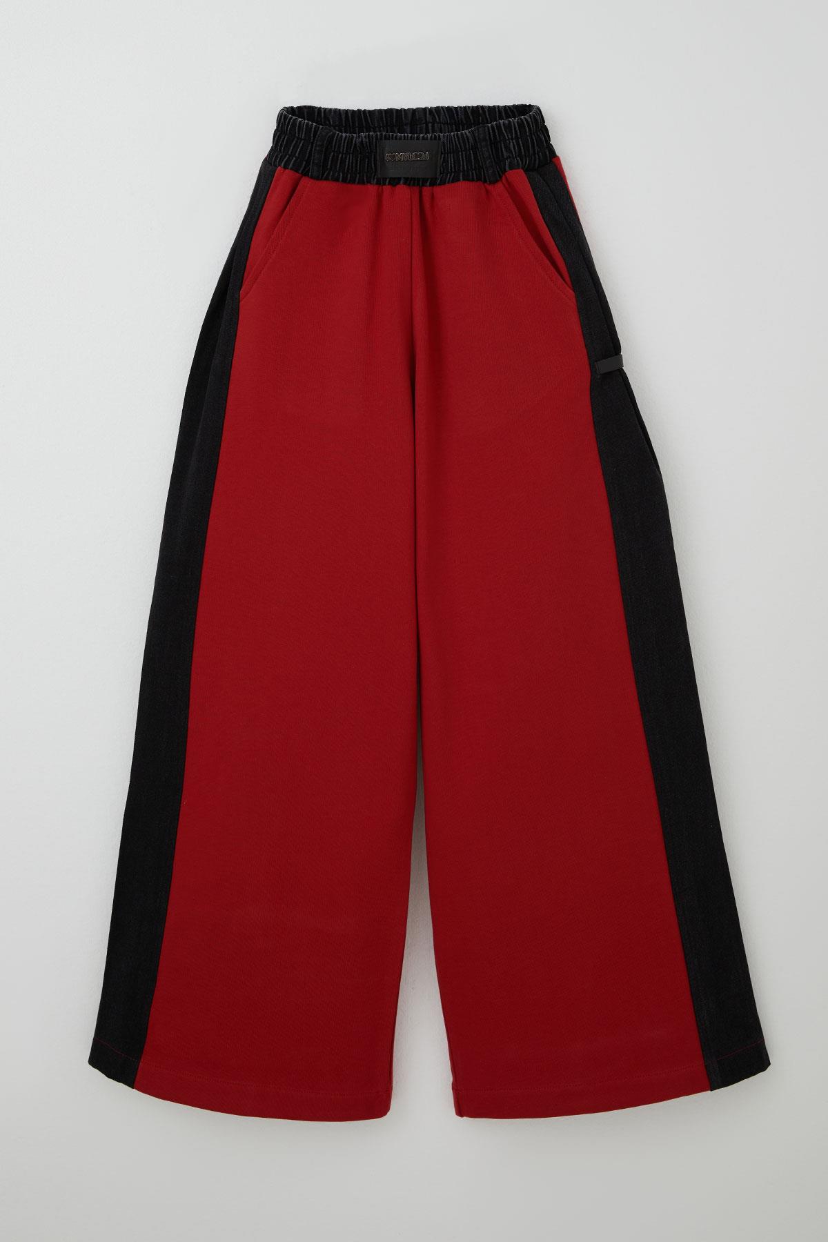 Locoloco Kız Çocuk Eşofman Altı Yanları Jean Garnili Cepli Kırmızı (9-14 Yaş)