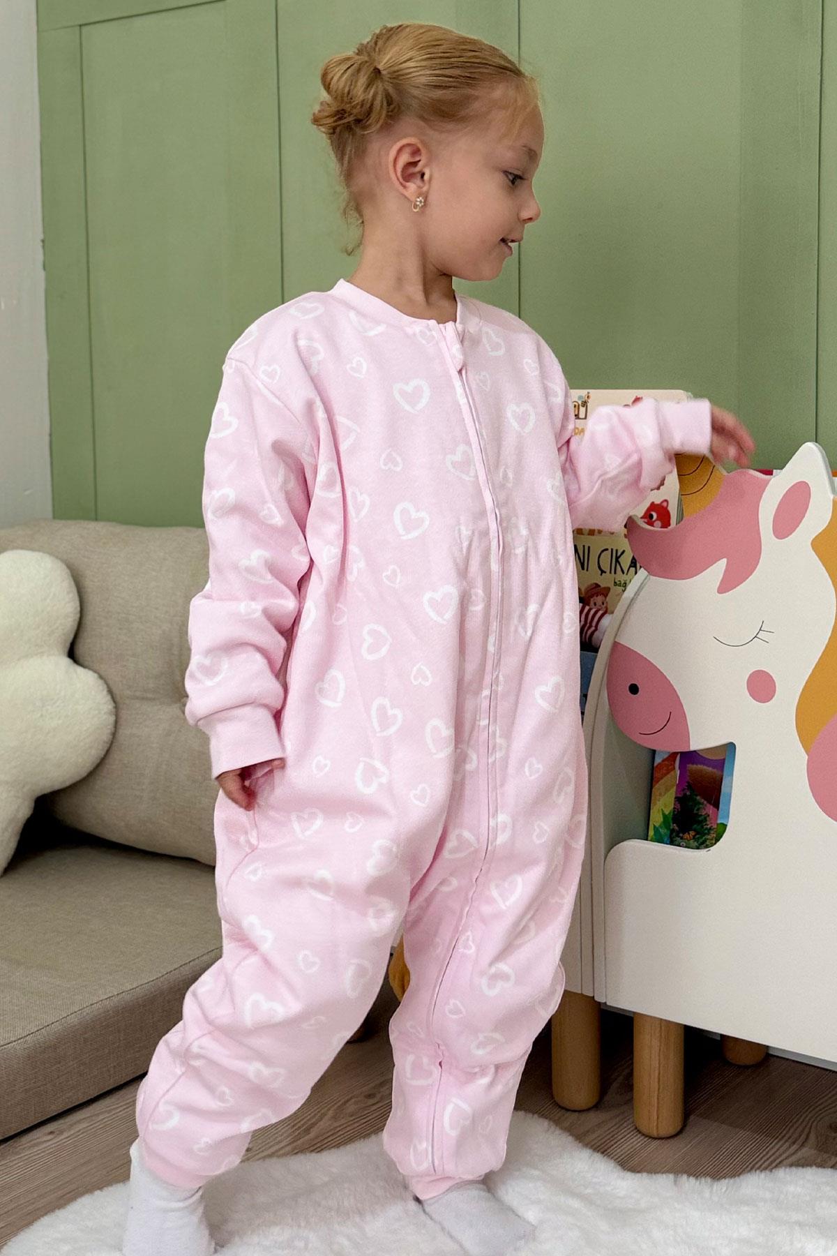 Luggi Baby Kız Çocuk Uyku Tulumu Kalp Desenli Pembe (2-3 Yaş)