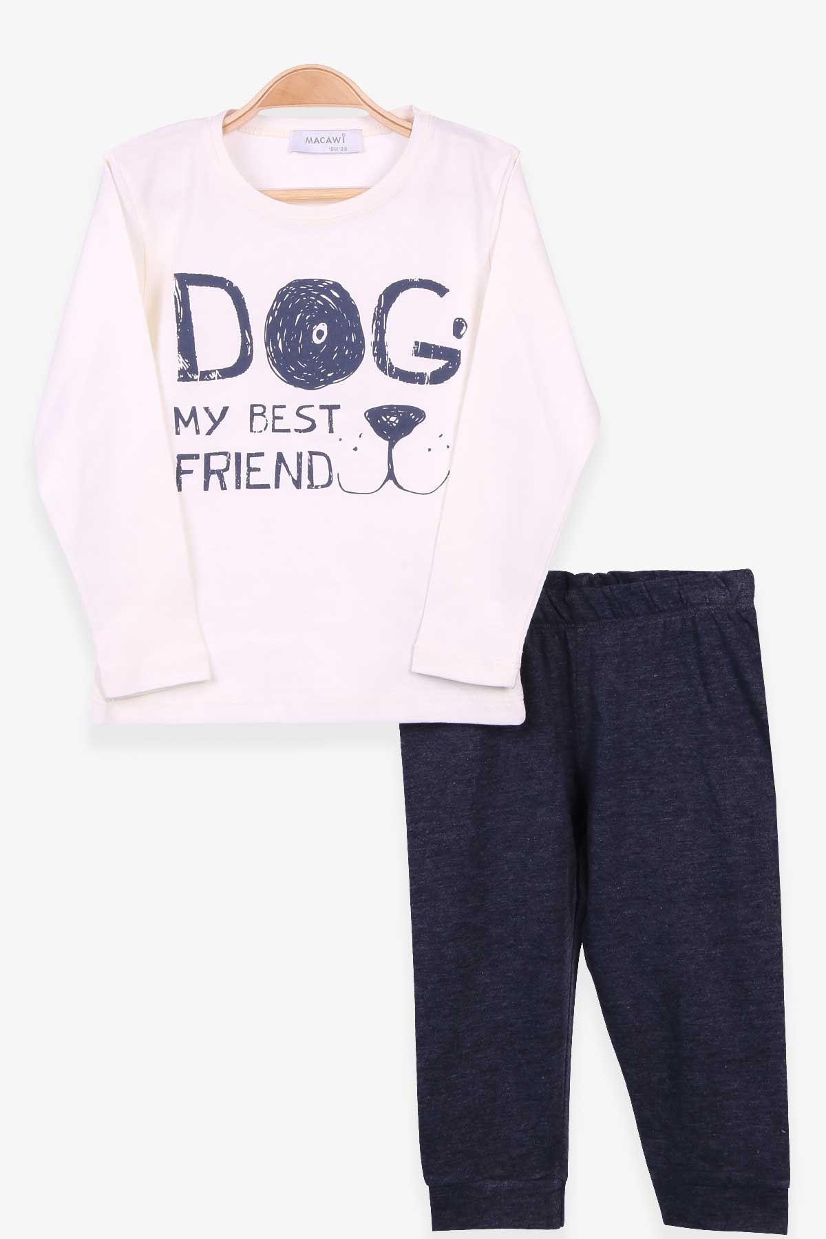 MACAWI Çocuk Pijama Takımı Baskılı Ekru (1.5-5 Yaş)