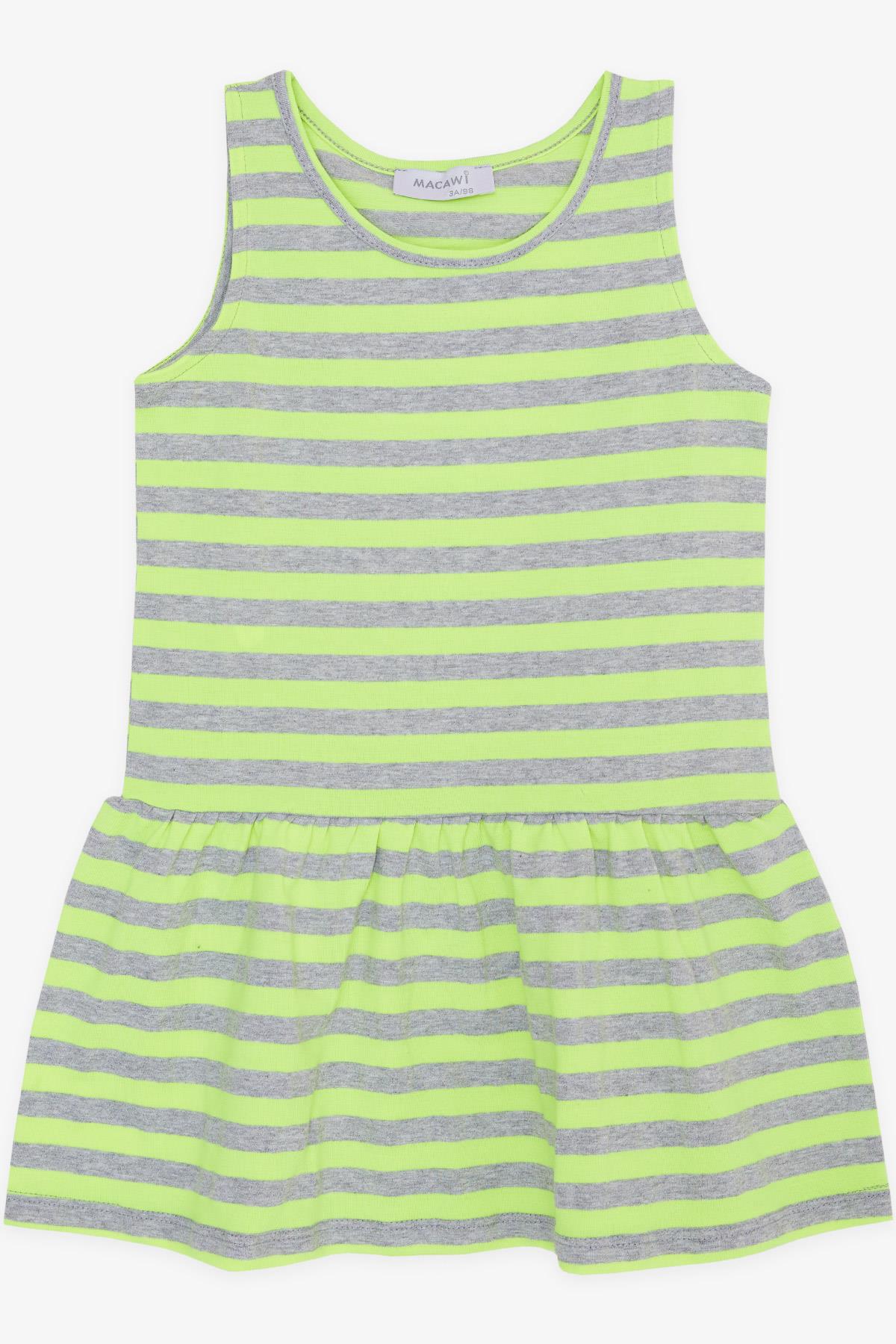 MACAWI Kız Çocuk Elbise Çizgili Neon Sarı (1.5-5 Yaş)