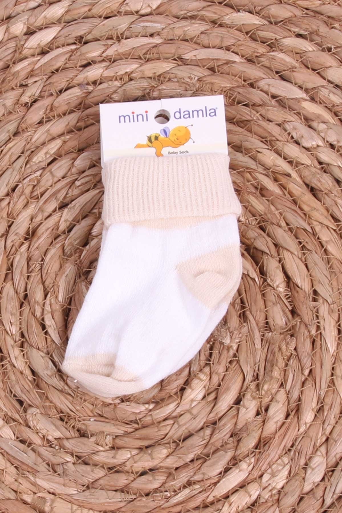 Mini Damla Bebek Yenidoğan Çorap Çemberli Bej (Standart)