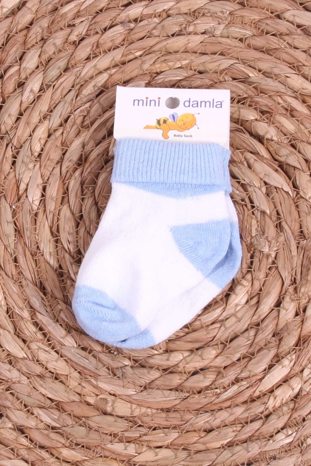Mini Damla Erkek Bebek Yenidoğan Çorap Çemberli Mavi (Standart)