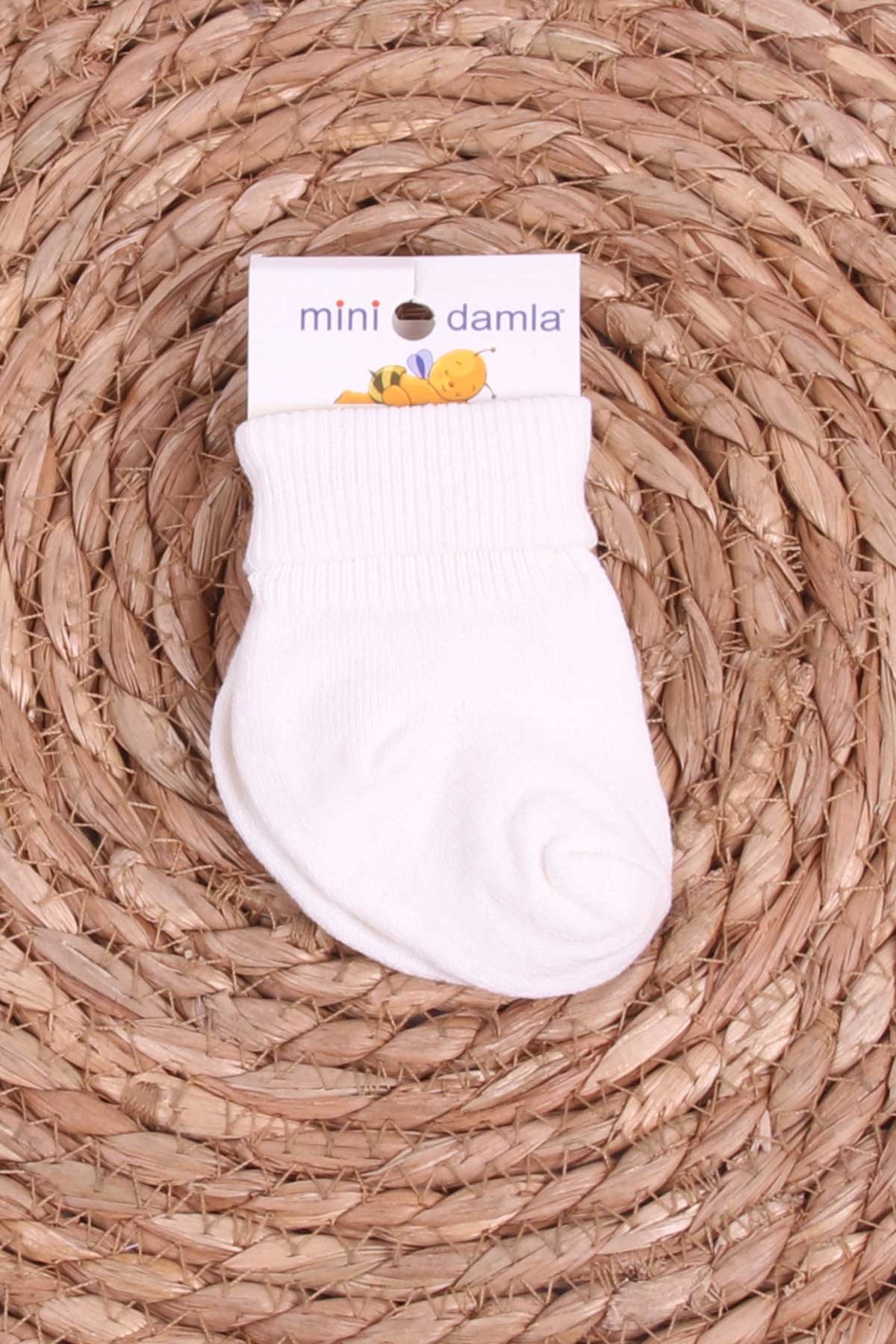 Mini Damla Kız Bebek Yenidoğan Çorap Bilekli Beyaz (Standart)